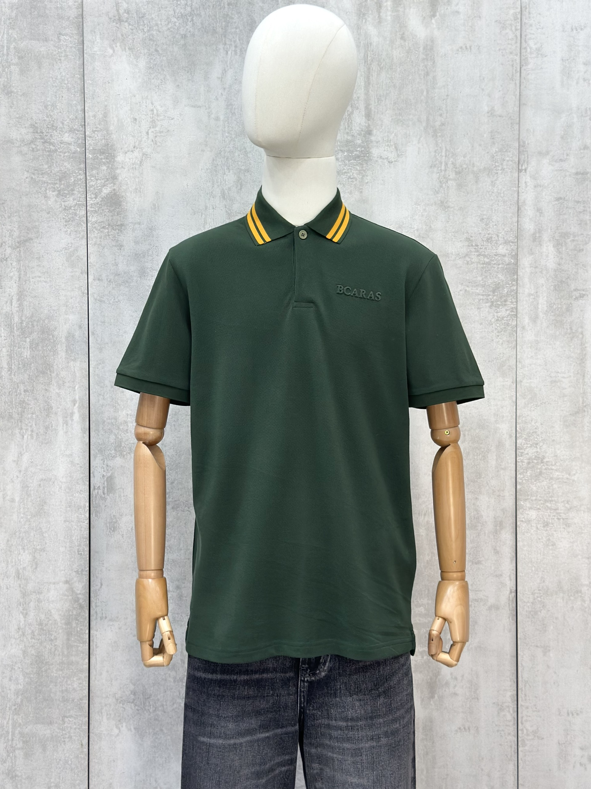 Áo polo Caras Xanh Lá kẻ sọc cổ logo thêu ngực Like Auth S-XL VTN