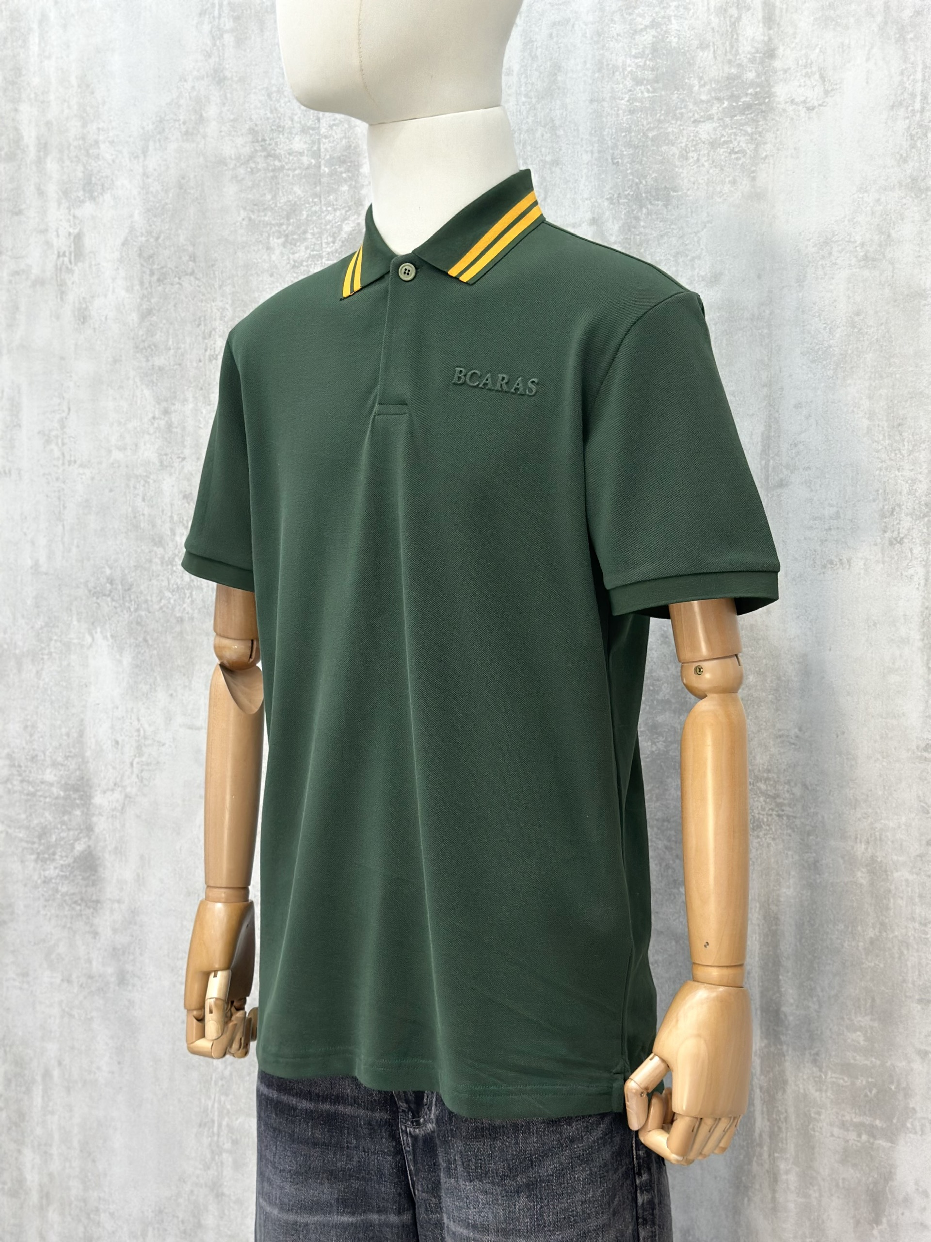 Áo polo Caras Xanh Lá kẻ sọc cổ logo thêu ngực Like Auth S-XL VTN