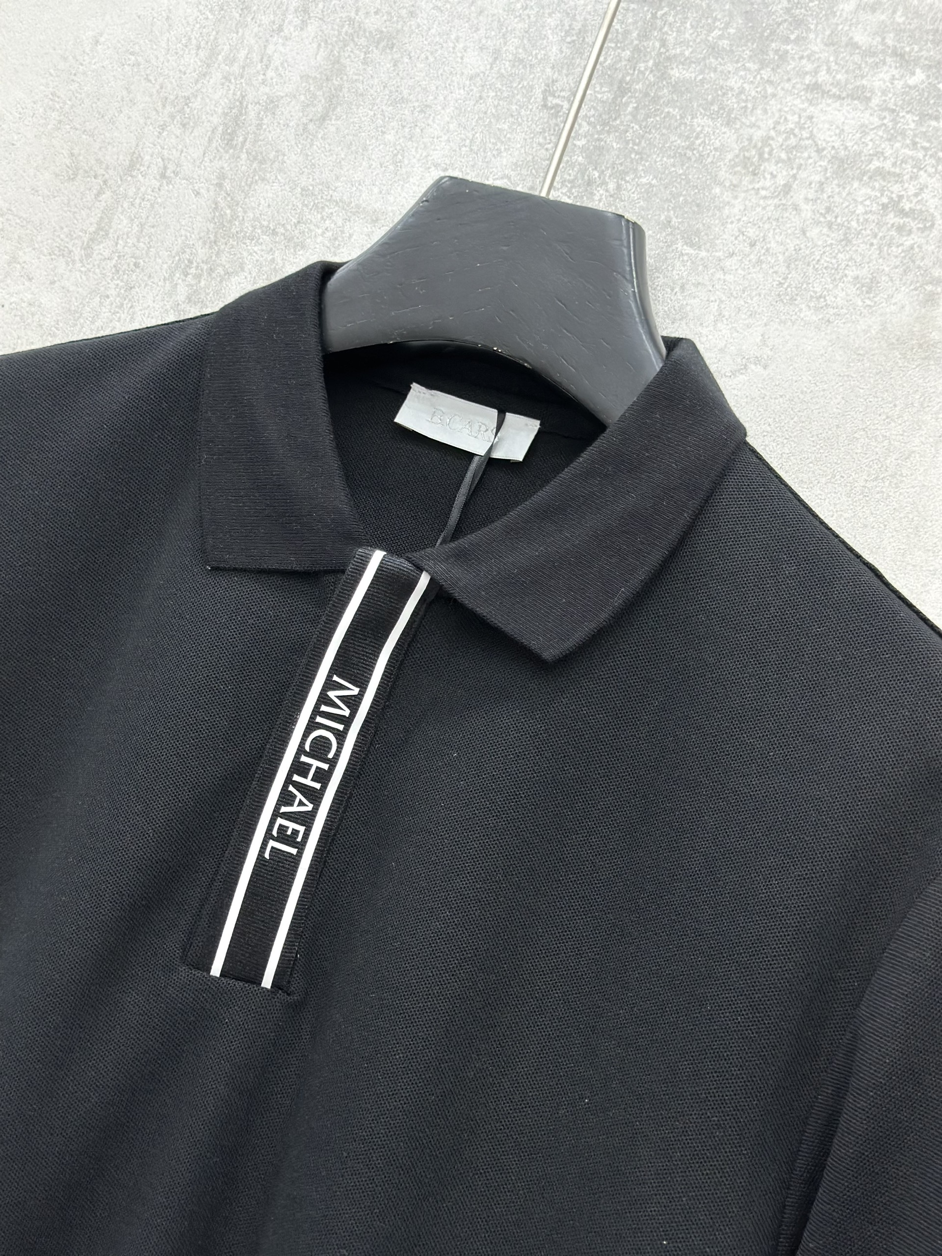 Áo polo Michael kẻ khuy cổ Đen Trắng Like Auth S-XL VTN\Đen