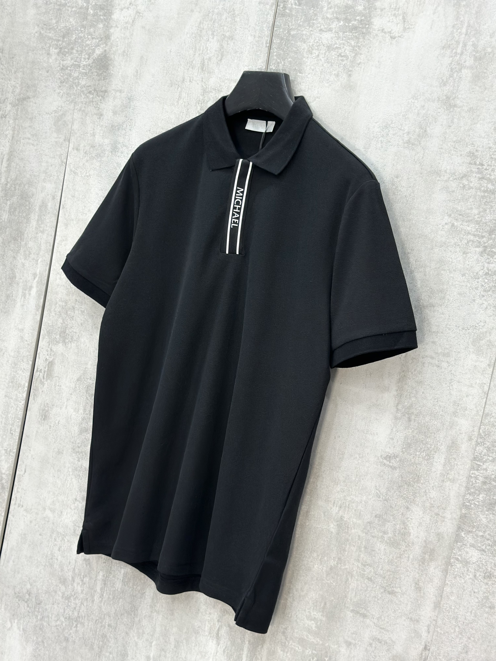 Áo polo Michael kẻ khuy cổ Đen Trắng Like Auth S-XL VTN\Đen