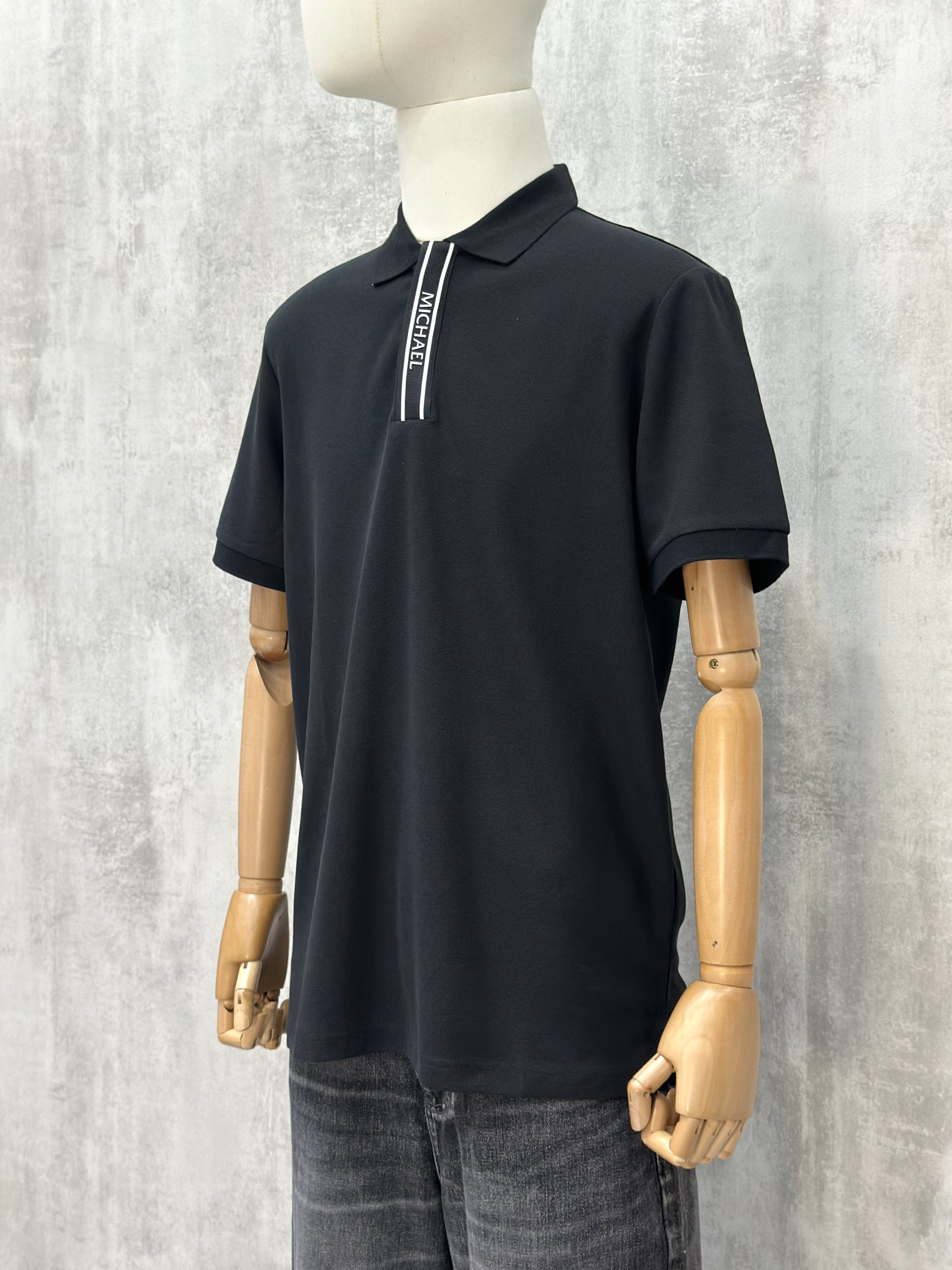 Áo polo Michael kẻ khuy cổ Đen Trắng Like Auth S-XL VTN\Đen