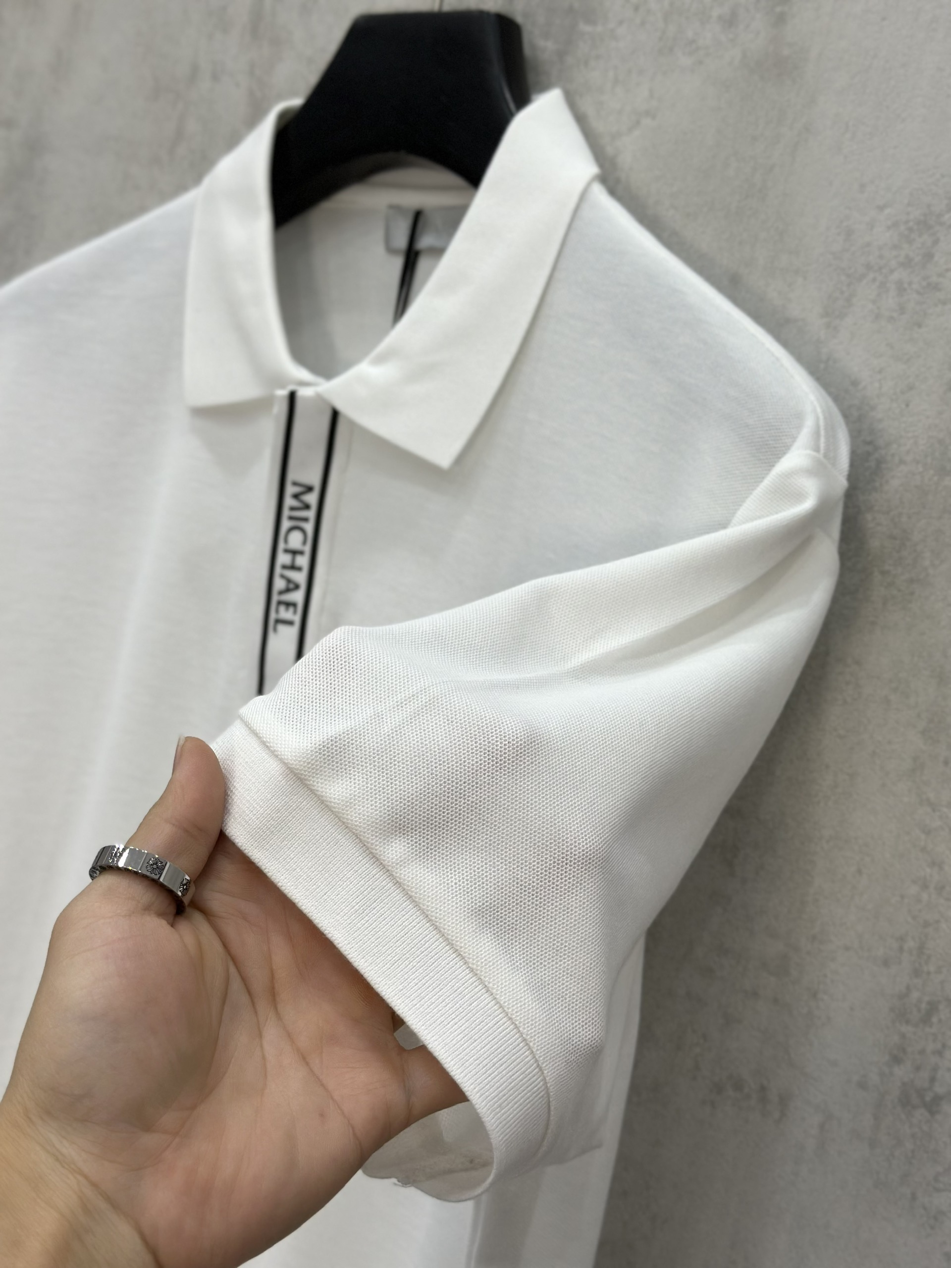 Áo polo Michael kẻ khuy cổ Đen Trắng Like Auth S-XL VTN\TRẮNG
