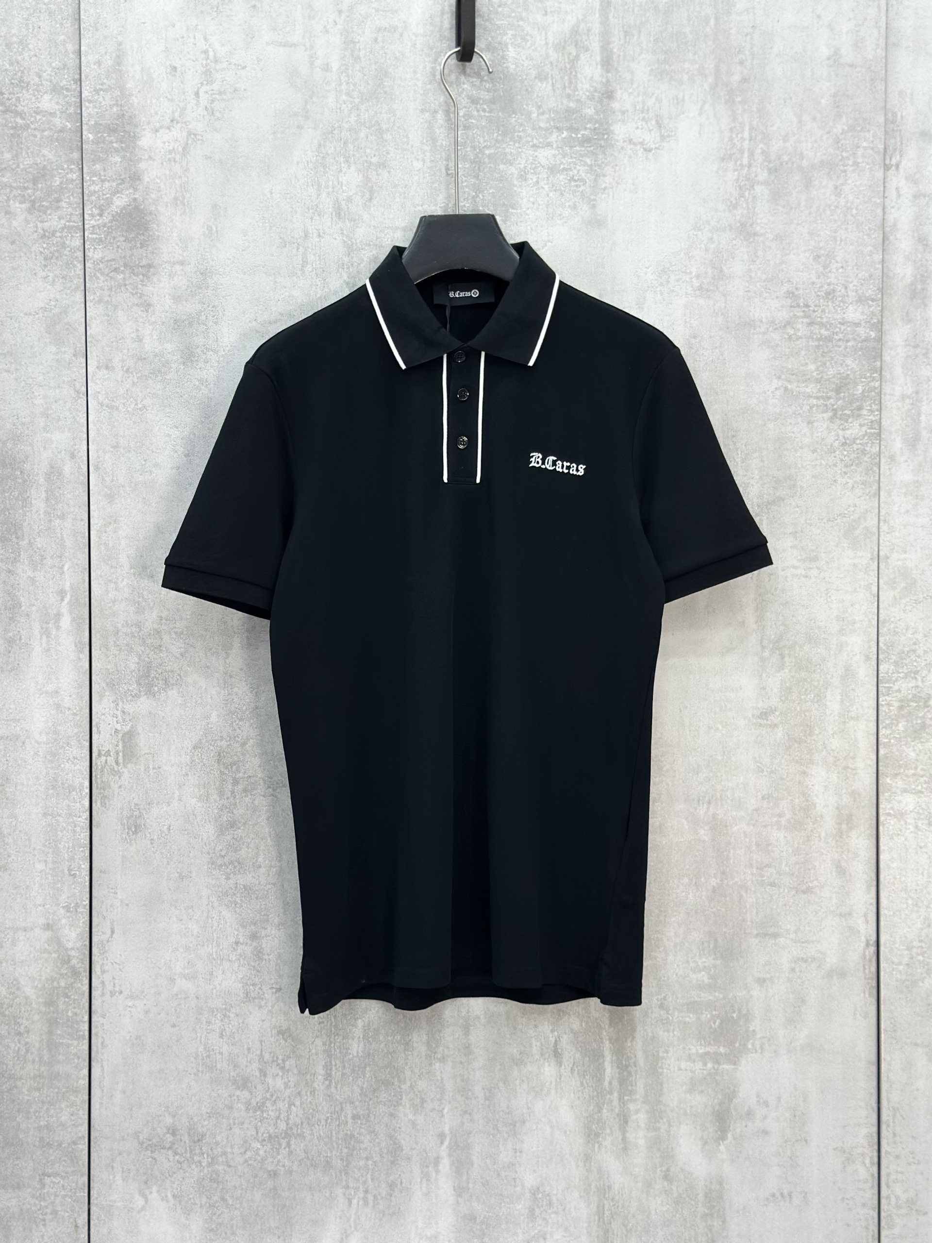 Áo polo Michael kẻ khuy cổ Đen Trắng logo thêu ngực Like Auth S-XL VTN\Đen