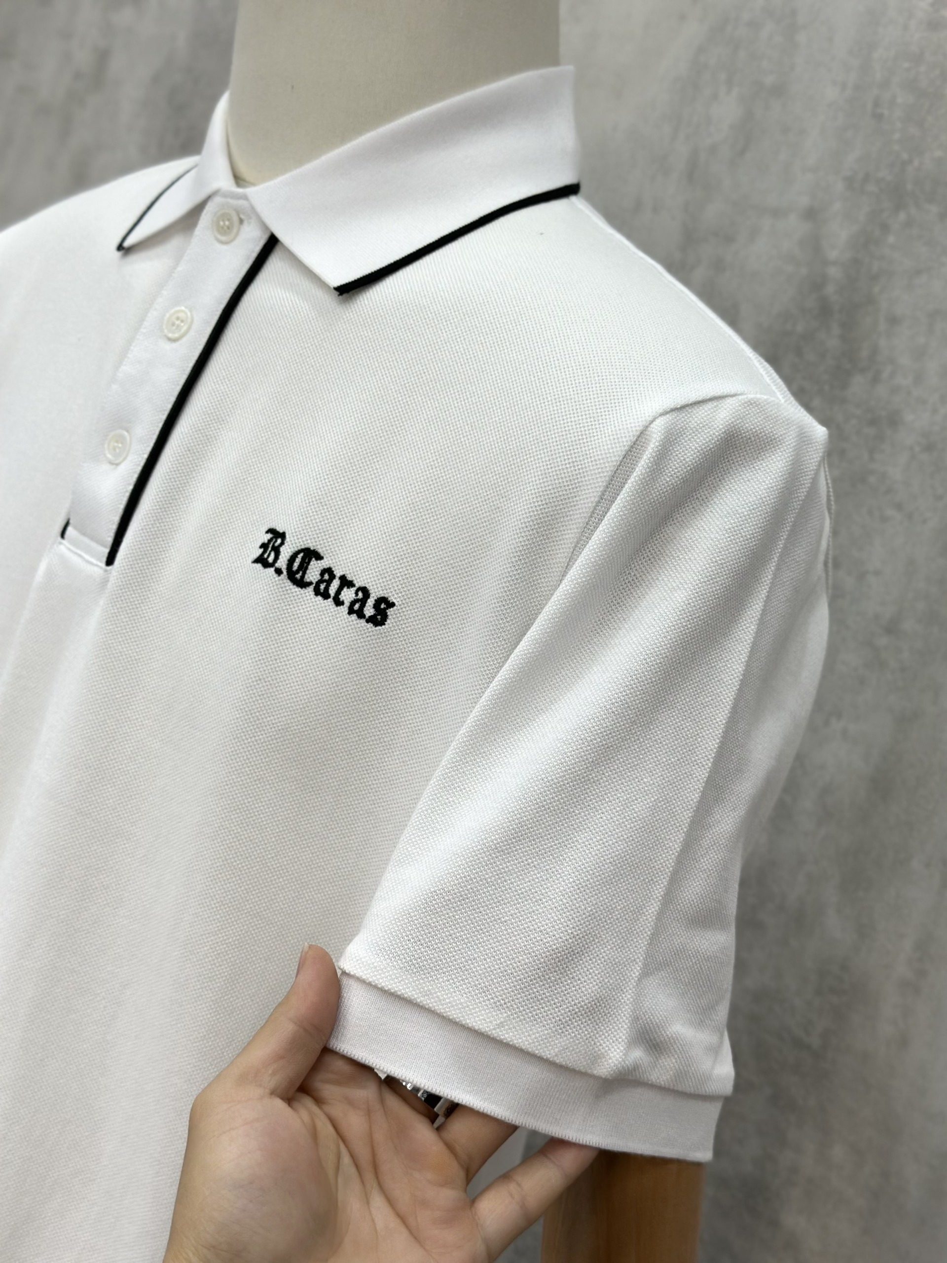 Áo polo Michael kẻ khuy cổ Đen Trắng logo thêu ngực Like Auth S-XL VTN\TRẮNG