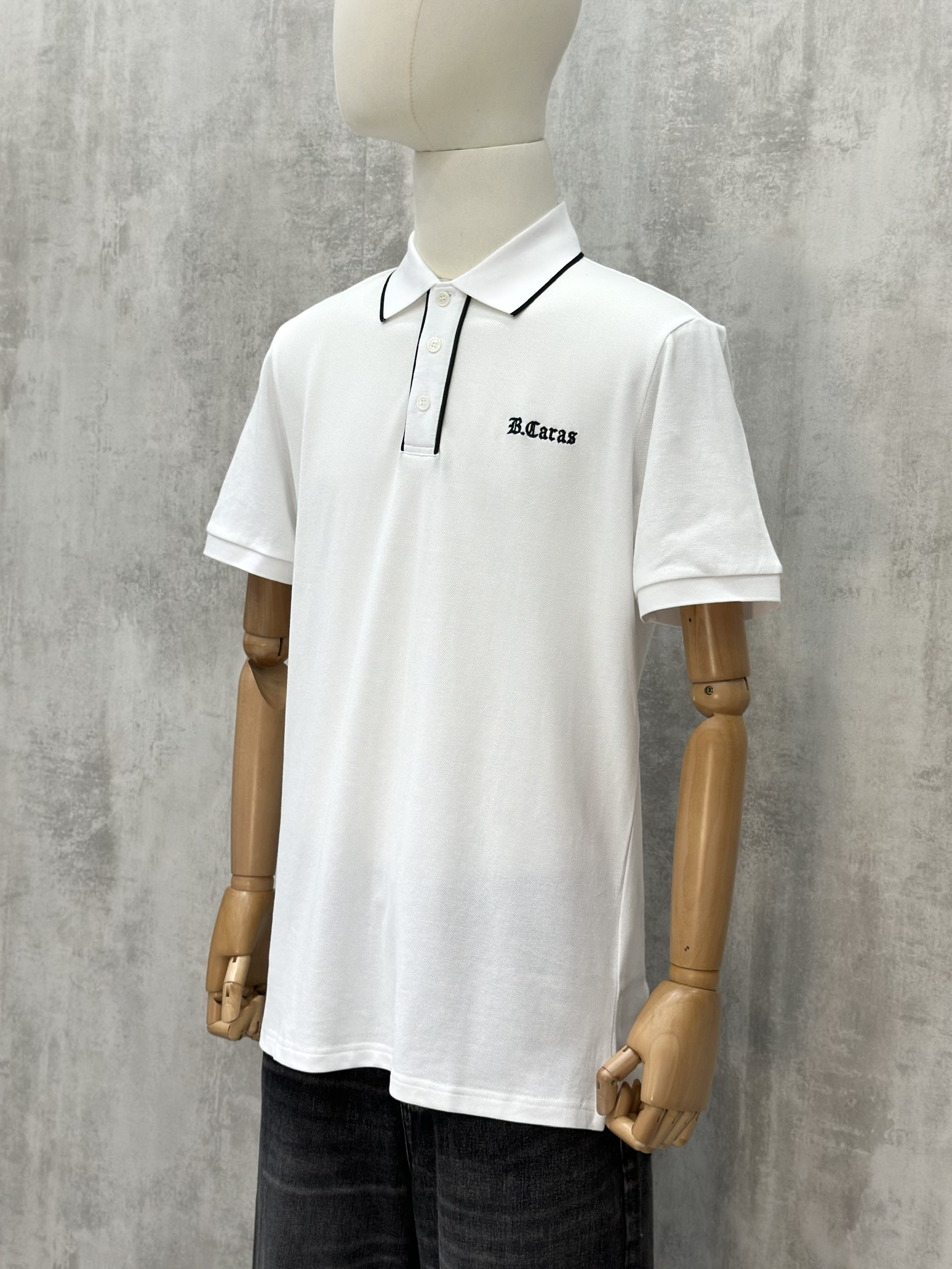 Áo polo Michael kẻ khuy cổ Đen Trắng logo thêu ngực Like Auth S-XL VTN\TRẮNG