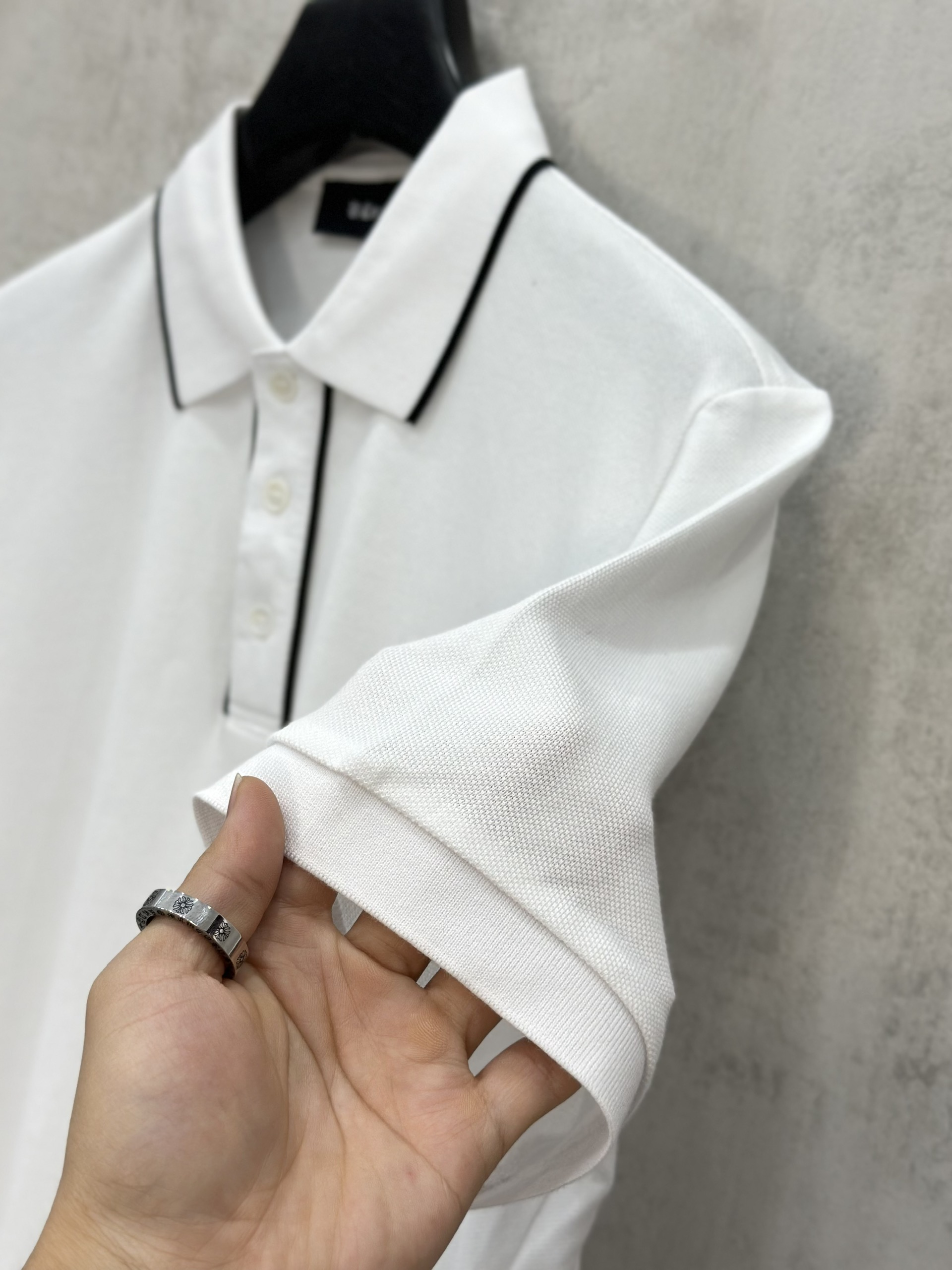 Áo polo Michael kẻ khuy cổ Đen Trắng logo thêu ngực Like Auth S-XL VTN\TRẮNG