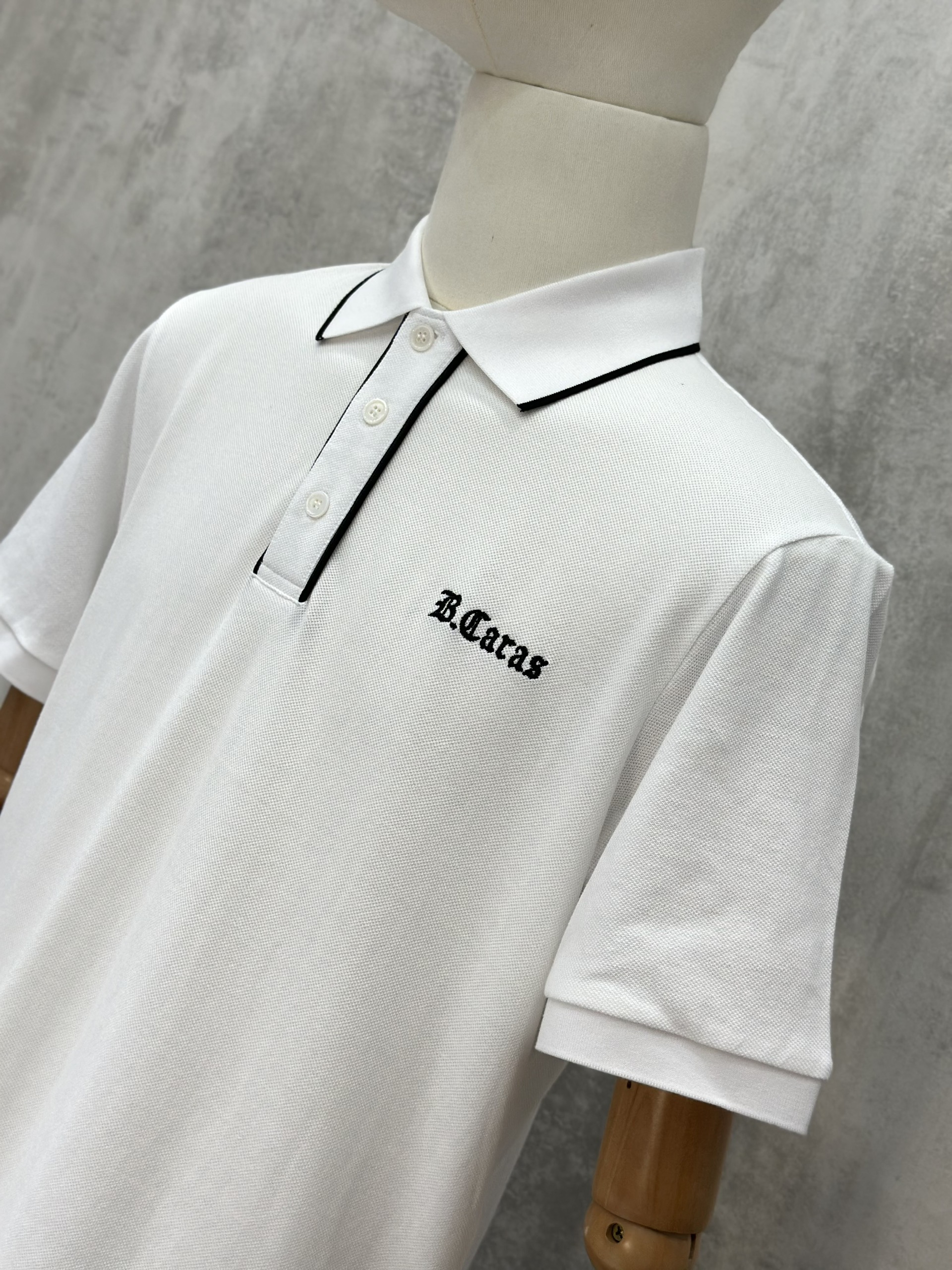 Áo polo Michael kẻ khuy cổ Đen Trắng logo thêu ngực Like Auth S-XL VTN\TRẮNG