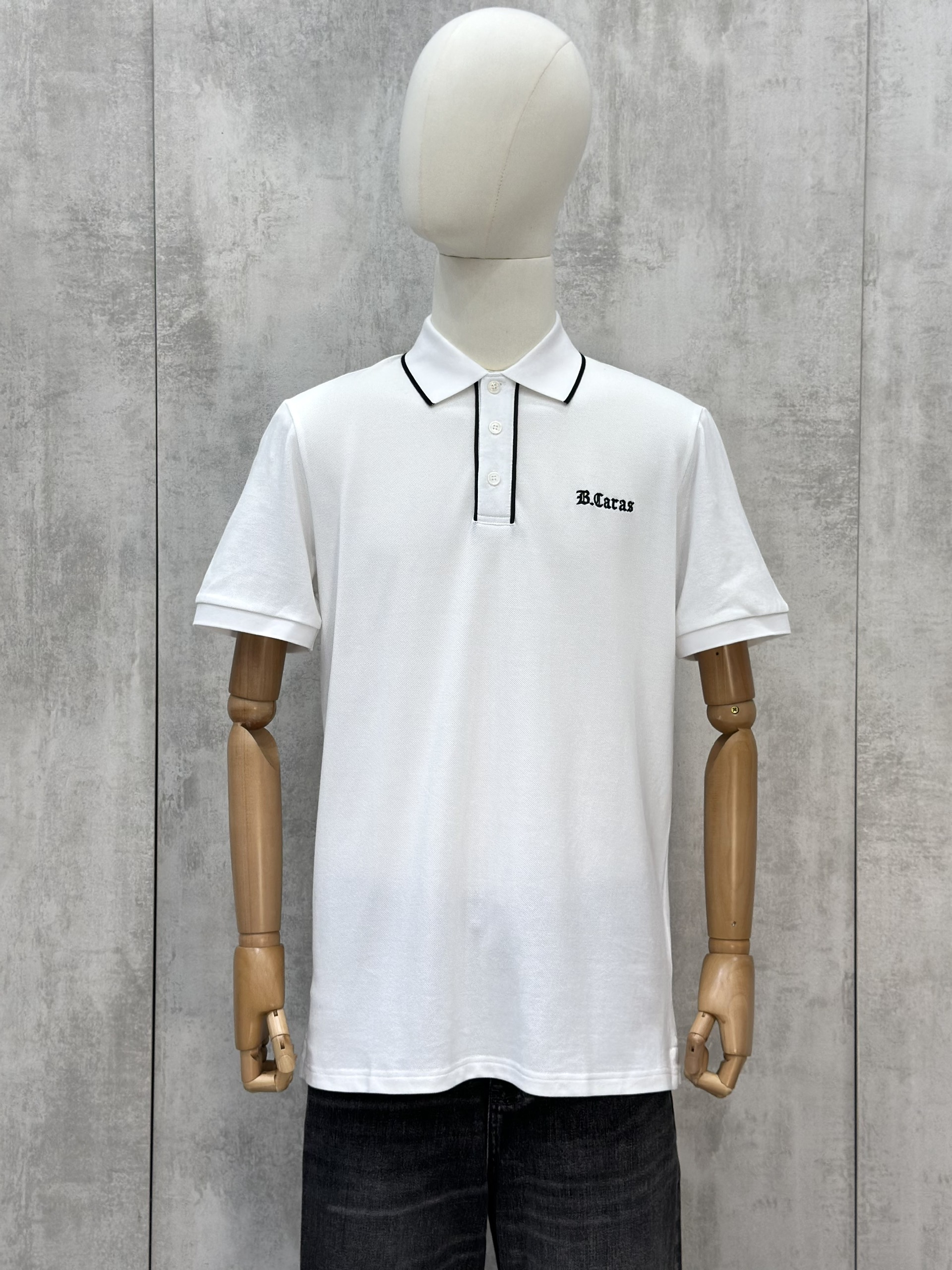 Áo polo Michael kẻ khuy cổ Đen Trắng logo thêu ngực Like Auth S-XL VTN\TRẮNG
