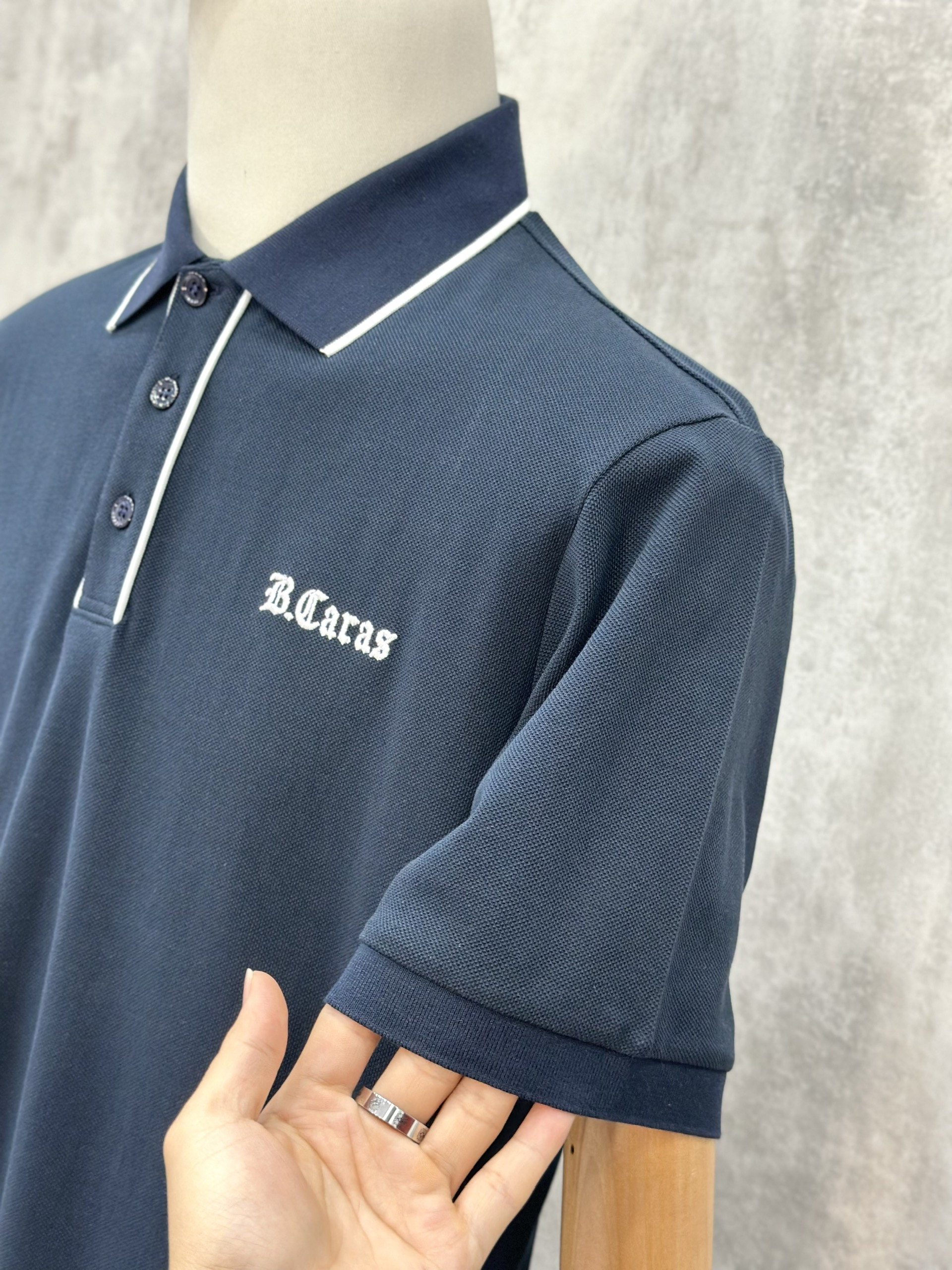 Áo polo Michael kẻ khuy cổ Đen Trắng logo thêu ngực Like Auth S-XL VTN\XANH THAN