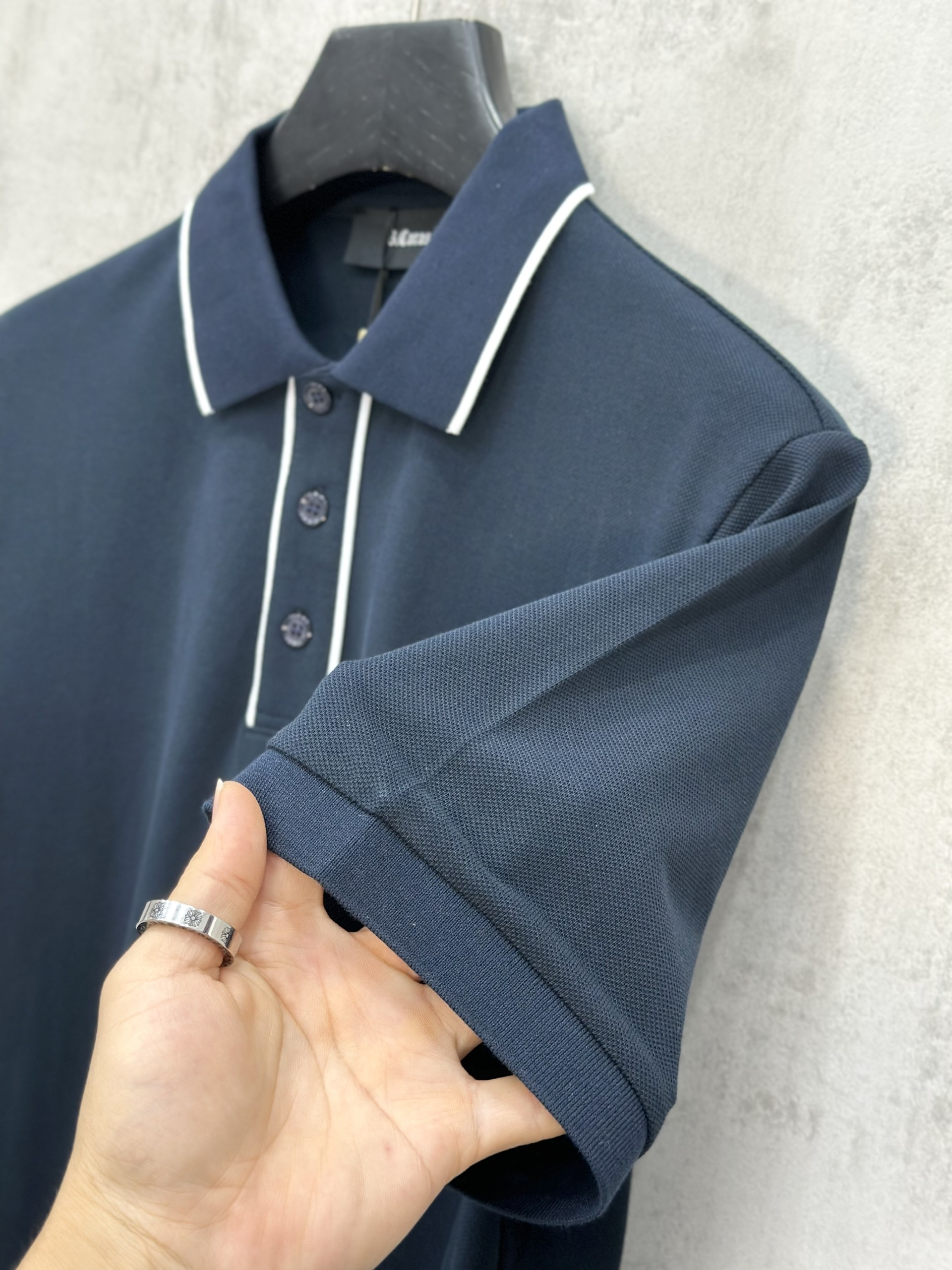 Áo polo Michael kẻ khuy cổ Đen Trắng logo thêu ngực Like Auth S-XL VTN\XANH THAN