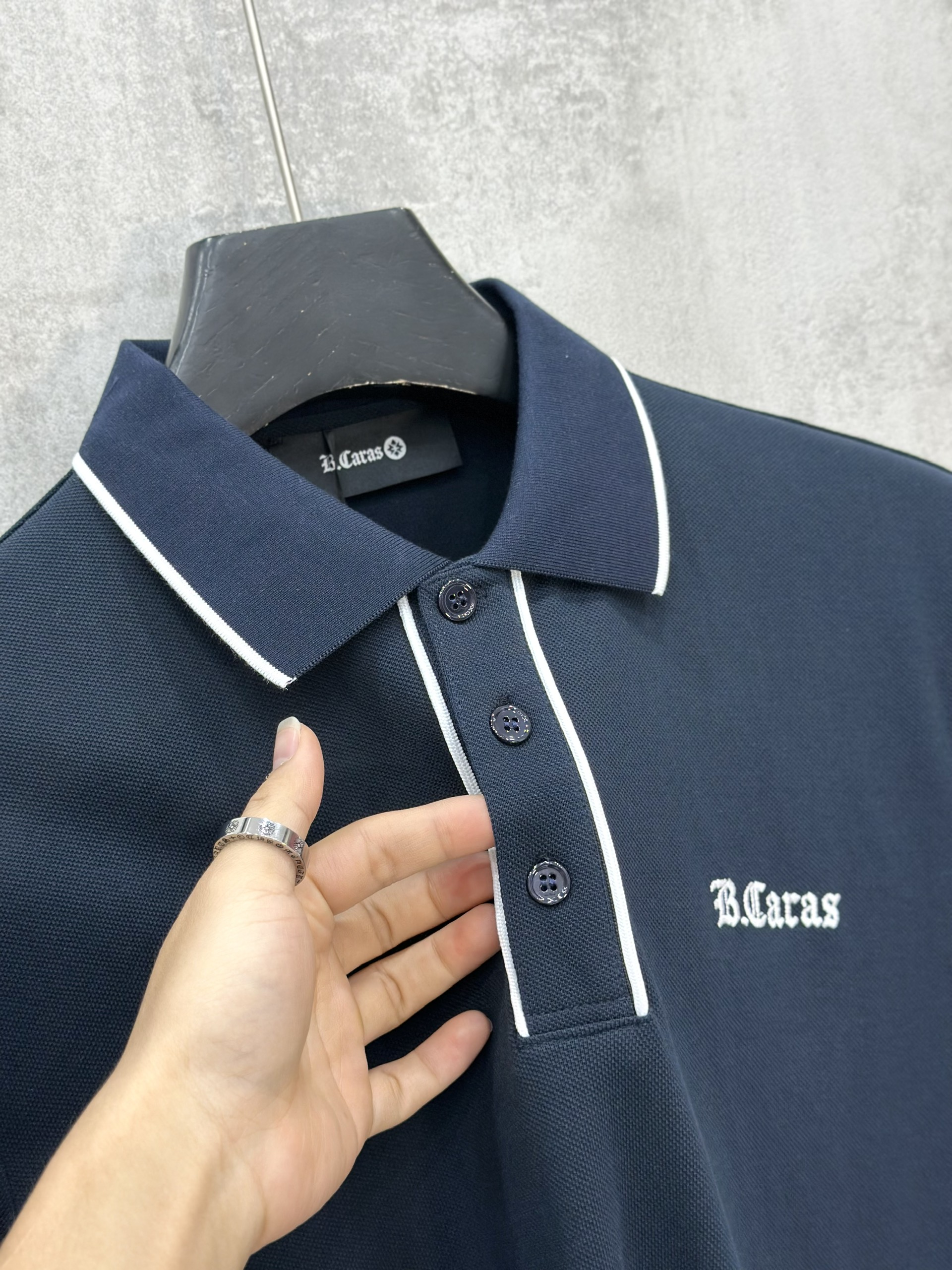 Áo polo Michael kẻ khuy cổ Đen Trắng logo thêu ngực Like Auth S-XL VTN\XANH THAN