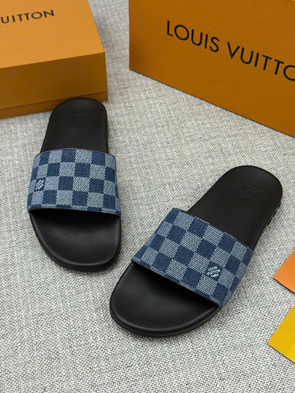 Dép lê Louis Vuitton LV quai vải họa tiết Caro Like Auth 38-43 LK