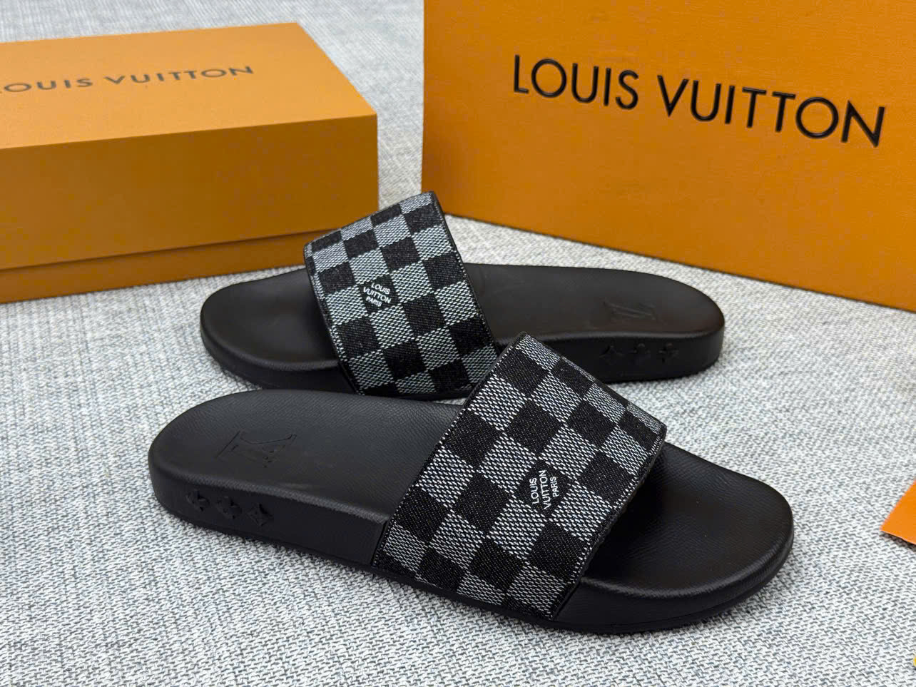 Dép lê Louis Vuitton LV quai vải họa tiết Caro Like Auth 38-43 LK