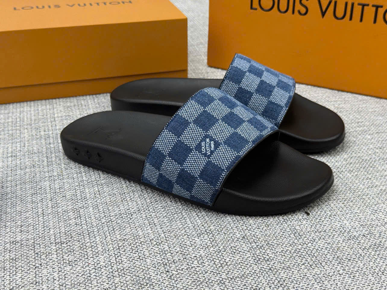 Dép lê Louis Vuitton LV quai vải họa tiết Caro Like Auth 38-43 LK