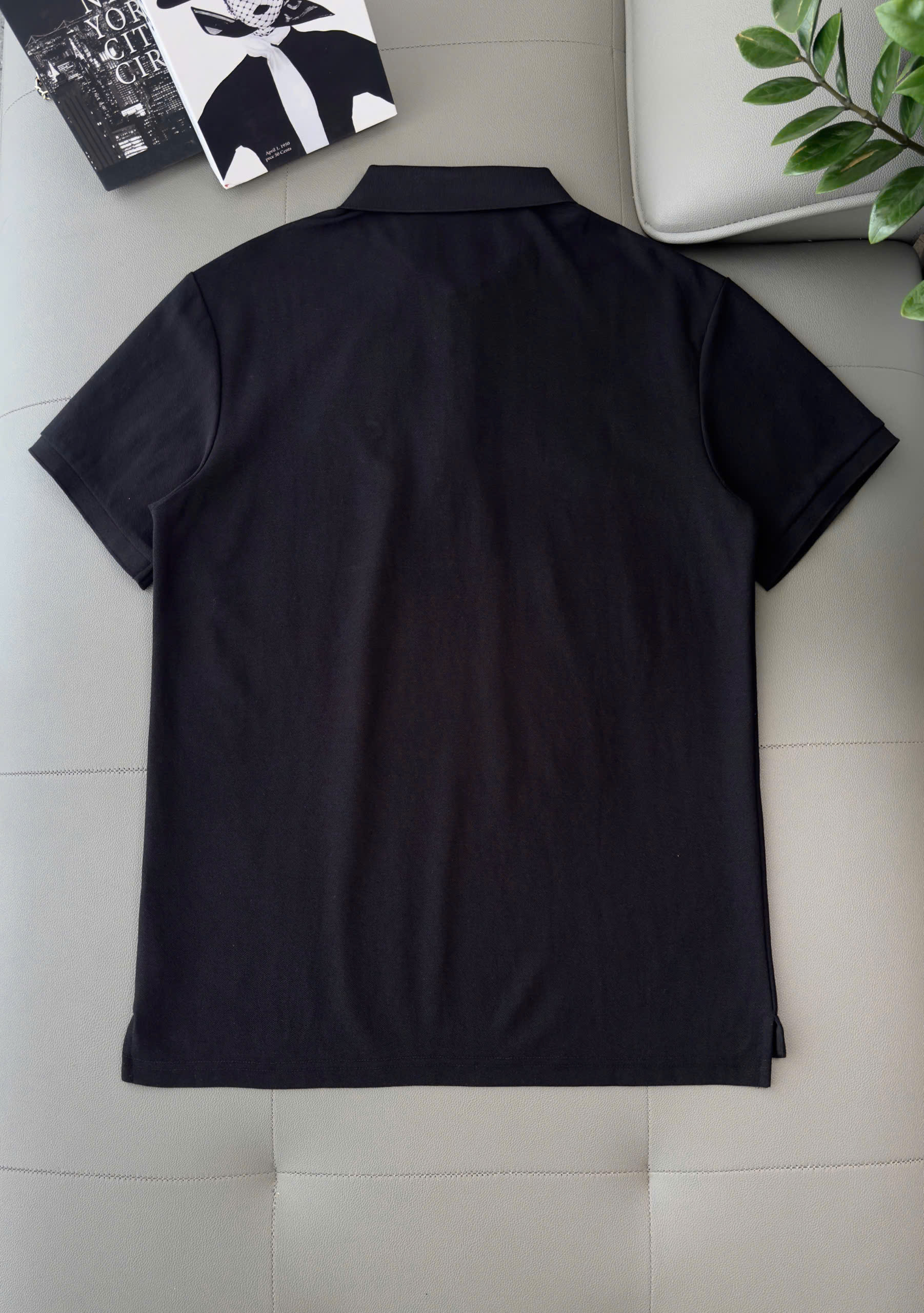 Áo polo Gucci GC viền khuy cổ kẻ Đen Trắng logo thêu ngực Like Auth M-XXL DDT\Đen