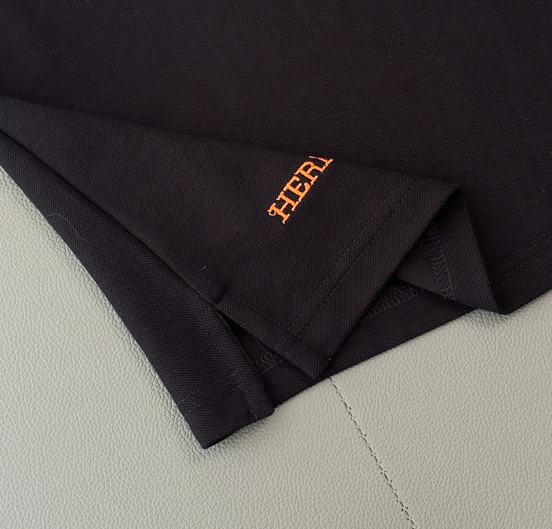 Áo polo Hermes HM check cổ logo thêu đầu Ngựa ngực Like Auth M-XXL DDT\Đen