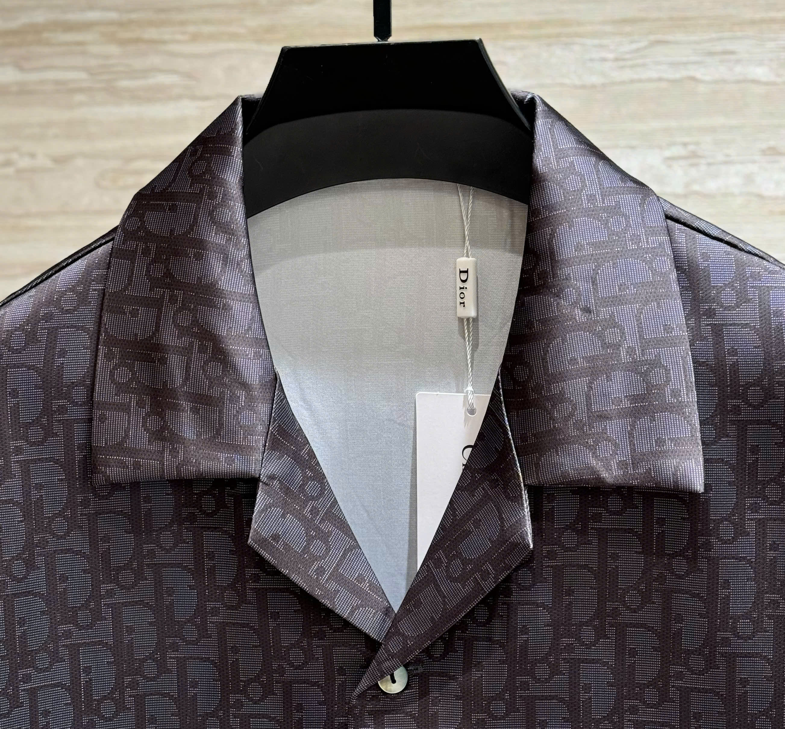 Set bộ lụa hè Dior CD Đen họa tiết Obique full chữ Xám Like Auth M-XXL DDT