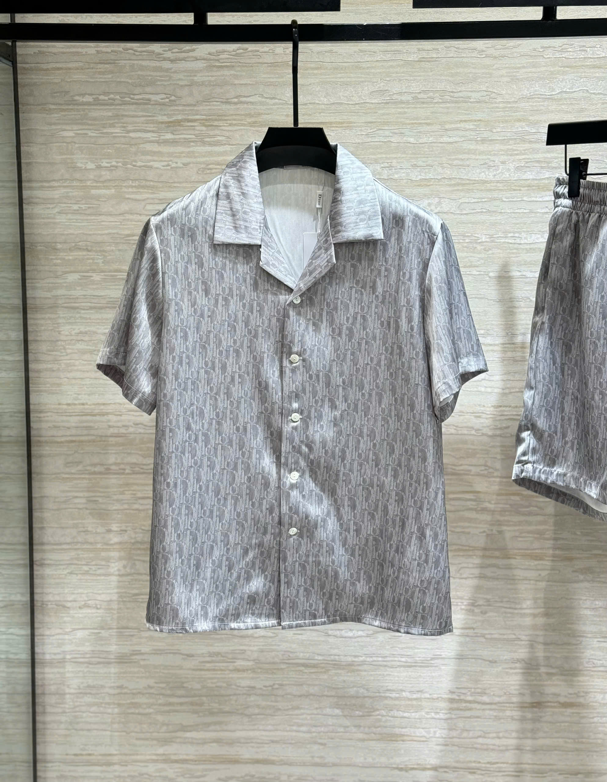 Set bộ lụa hè Dior CD Xám họa tiết Obique full Like Auth M-XXL DDT