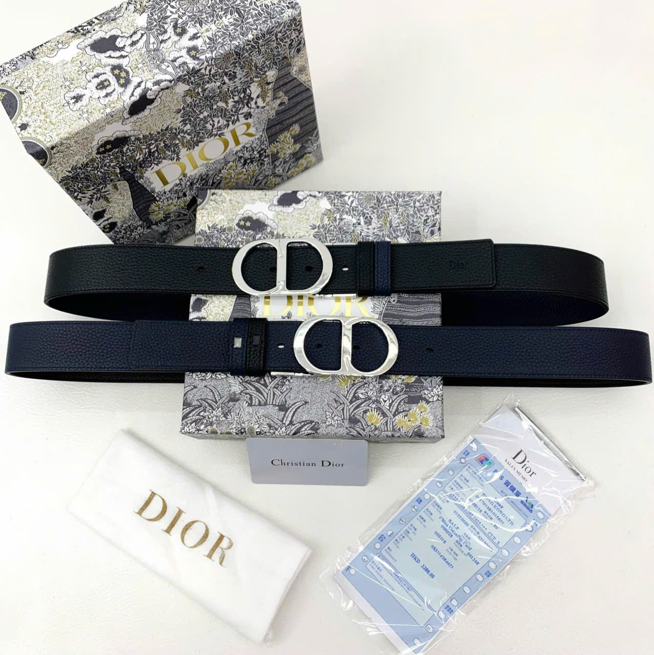 Thắt lưng dây nịt Dior logo CD tag bạc dây sần Like Auth 90-100 MK
