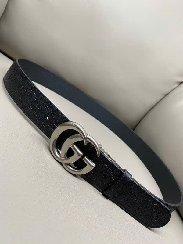 Thắt lưng dây nịt Gucci GC logo mặt kim loại dây khắc vân chìm Like Auth 90-100 MK\Mặt bạc