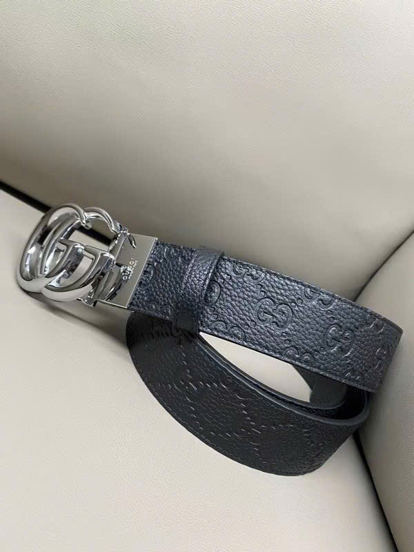 Thắt lưng dây nịt Gucci GC logo mặt kim loại dây khắc vân chìm Like Auth 90-100 MK\Mặt bạc