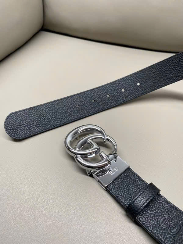 Thắt lưng dây nịt Gucci GC logo mặt kim loại dây khắc vân chìm Like Auth 90-100 MK\Mặt bạc