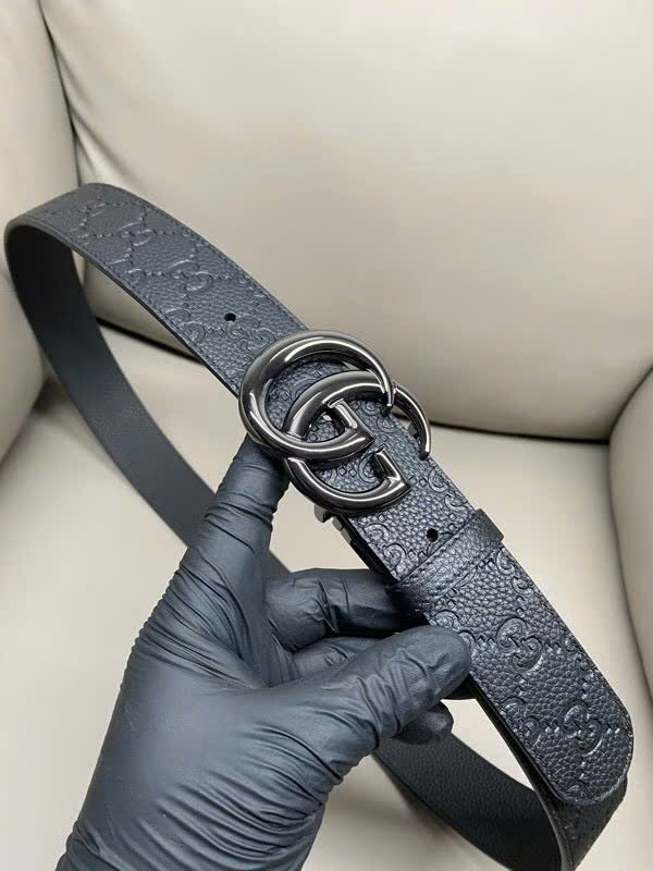 Thắt lưng dây nịt Gucci GC logo mặt kim loại dây khắc vân chìm Like Auth 90-100 MK\Mặt đen