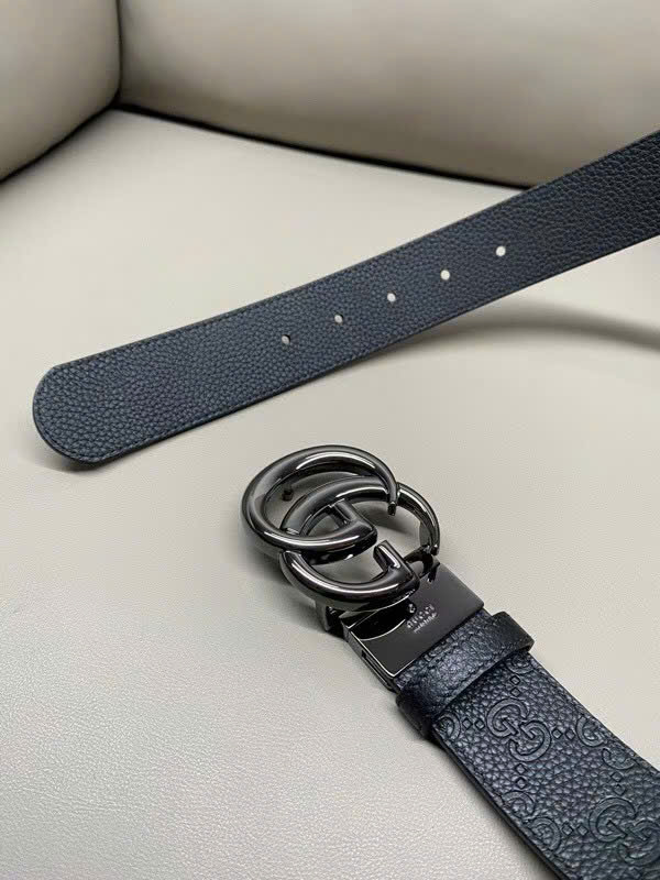 Thắt lưng dây nịt Gucci GC logo mặt kim loại dây khắc vân chìm Like Auth 90-100 MK\Mặt đen