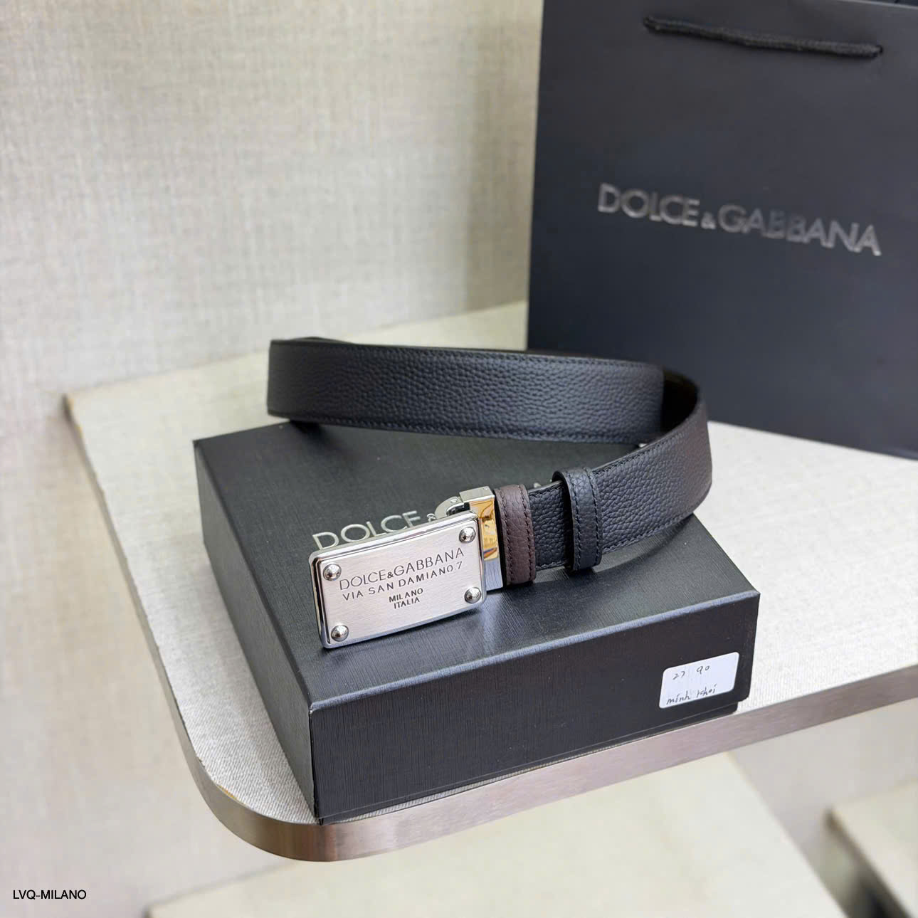 Thắt lưng dây nịt Dolce Gabbana DG logo mặt vuông Like Auth 90-100 MK