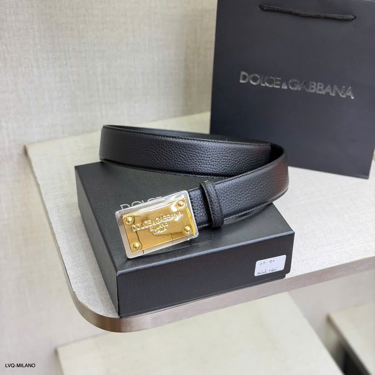 Thắt lưng dây nịt Dolce Gabbana DG logo mặt vuông Like Auth 90-100 MK