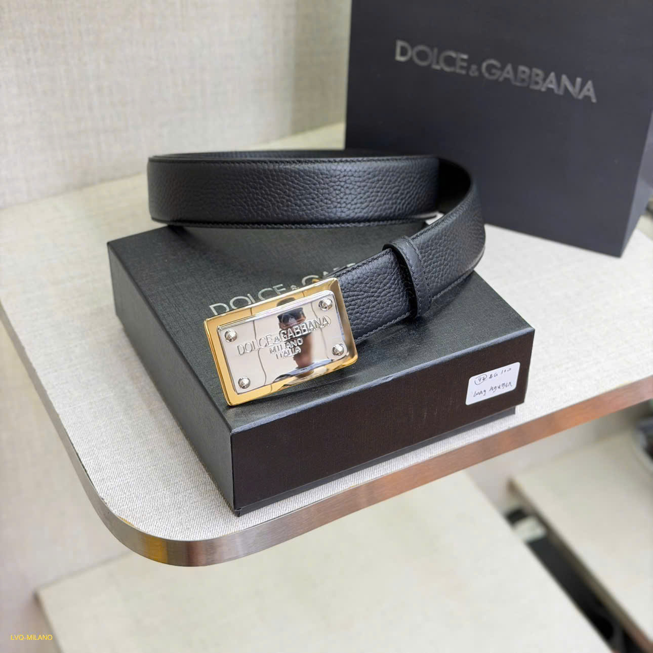 Thắt lưng dây nịt Dolce Gabbana DG logo mặt vuông Like Auth 90-100 MK