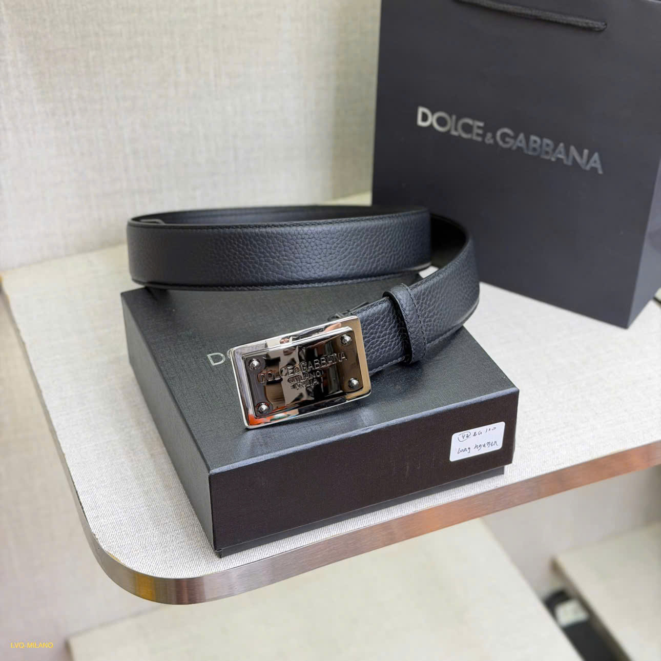 Thắt lưng dây nịt Dolce Gabbana DG logo mặt vuông Like Auth 90-100 MK