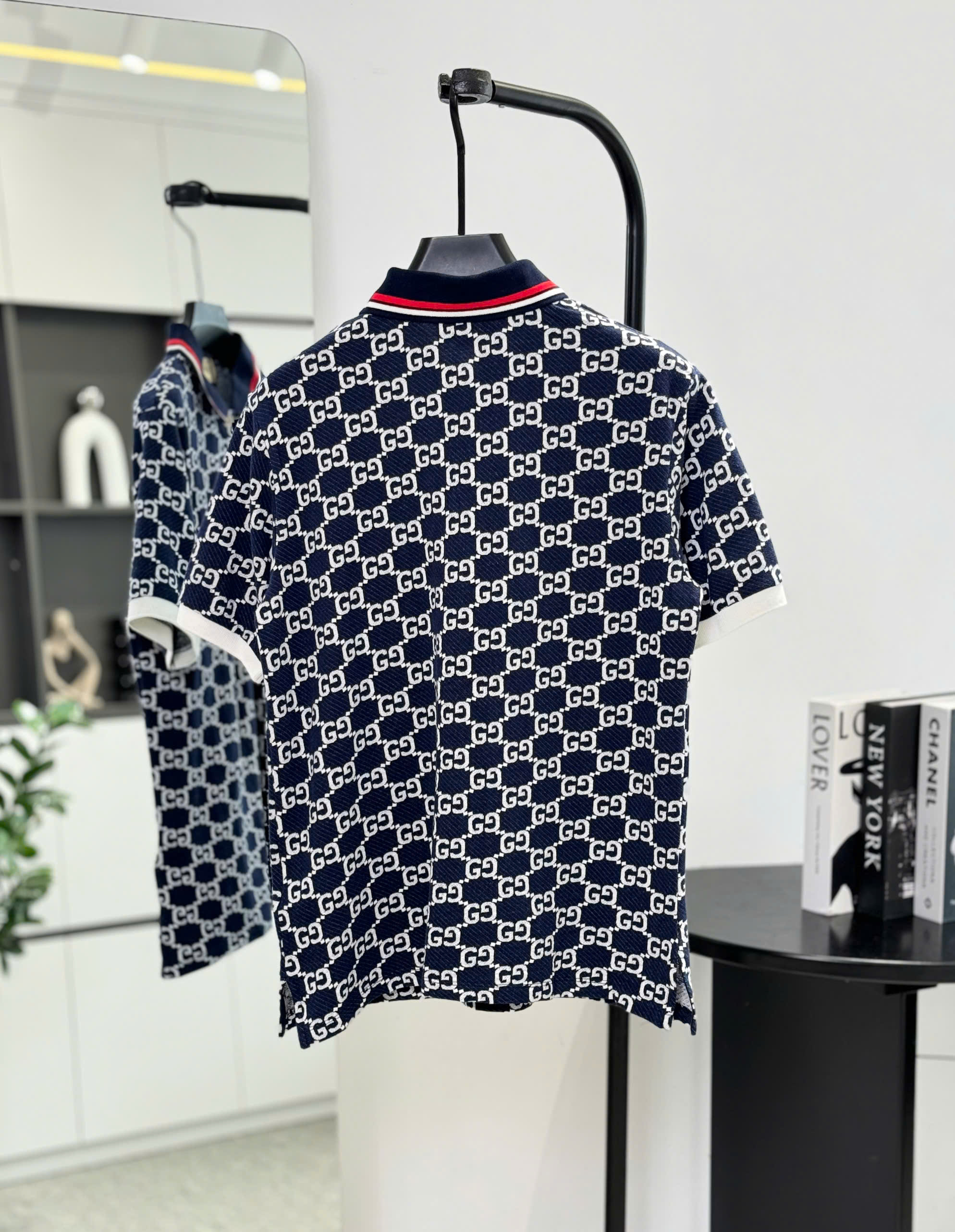 Áo polo Gucci GC Xanh Than logo dệt chữ Trắng Like Auth S-XL DDT