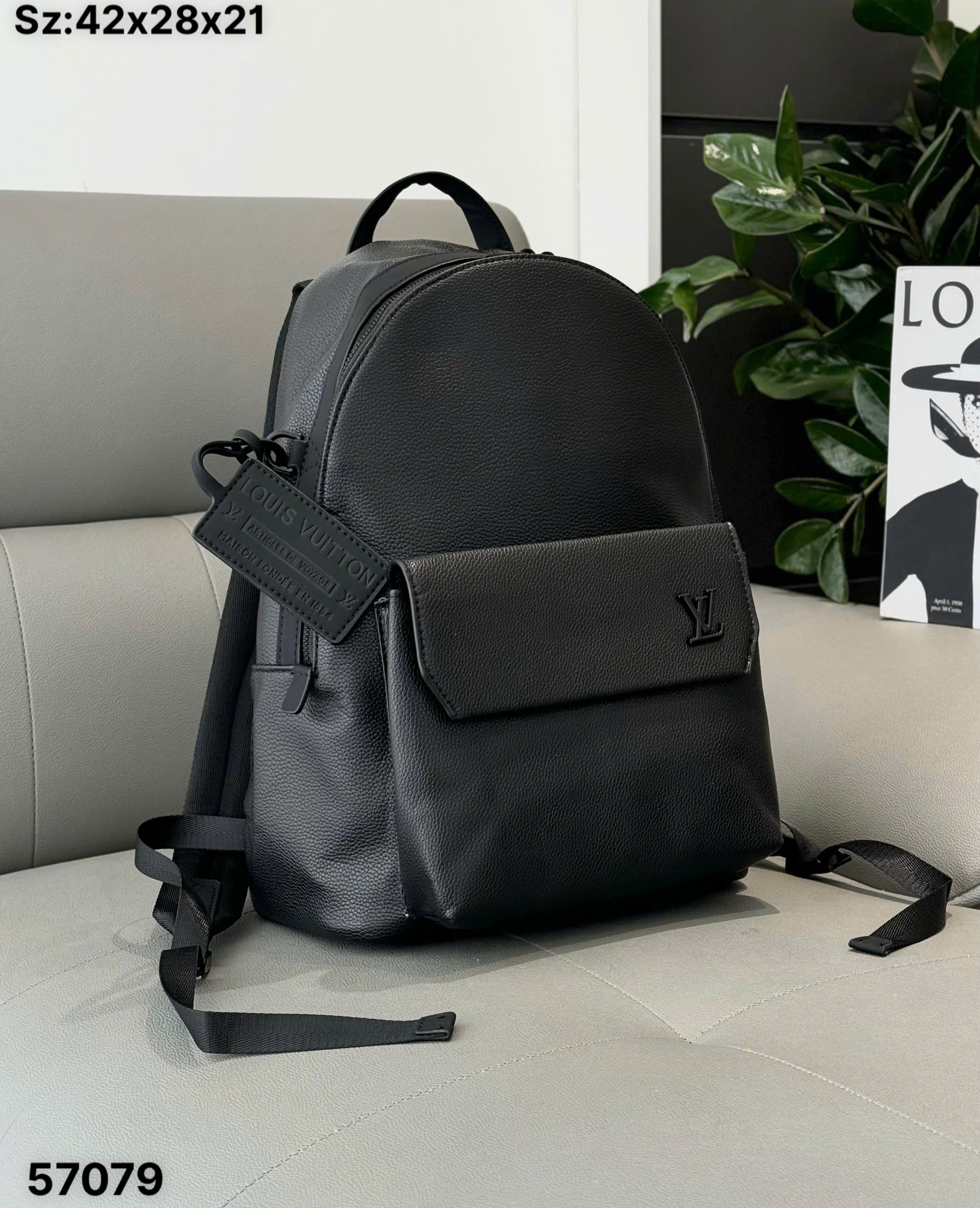 Balo Louis Vuitton LV Takeoff Backpack Đen sần nắp gập Like Auth 42x28x21 DDT