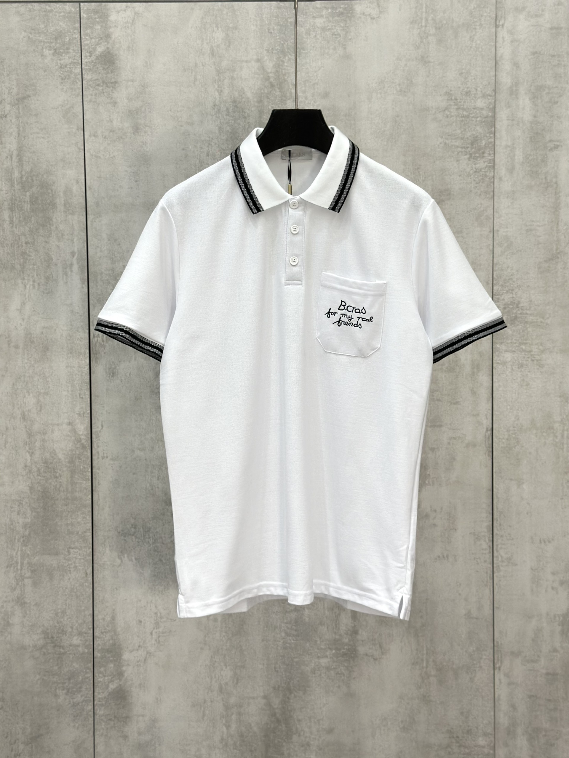 Áo polo Caras logo thêu túi ngực kẻ sọc viền tay cổ new 2026 Like Auth S-XL VTN