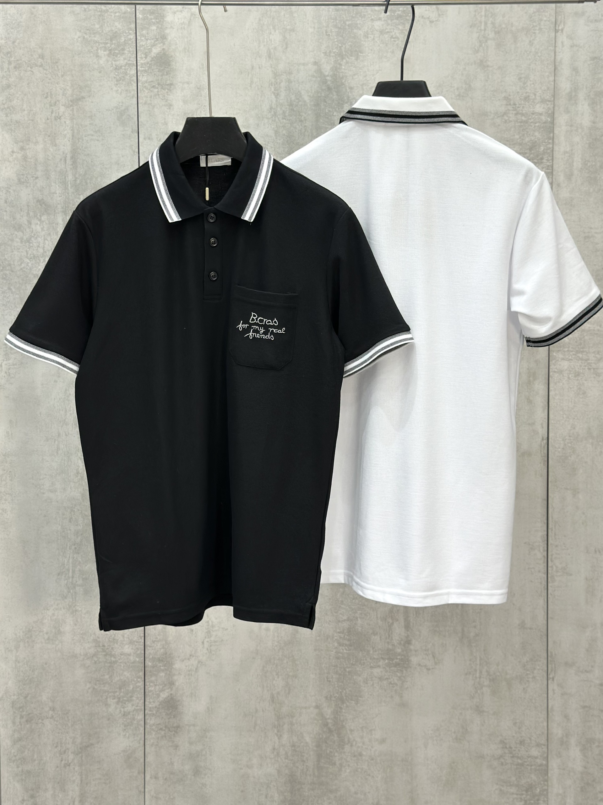 Áo polo Caras logo thêu túi ngực kẻ sọc viền tay cổ new 2026 Like Auth S-XL VTN