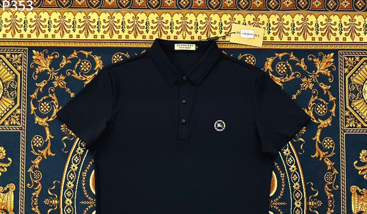 Áo polo Burberry BBR basic vải lanh logo thêu ngựa bay ngực Like Auth M-XXL LK\Đen