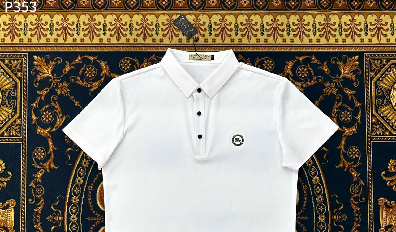 Áo polo Burberry BBR basic vải lanh logo thêu ngựa bay ngực Like Auth M-XXL LK\trắng