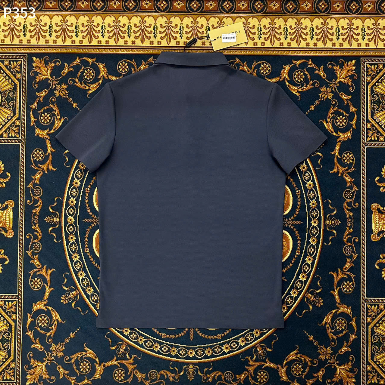 Áo polo Burberry BBR basic vải lanh logo thêu ngựa bay ngực Like Auth M-XXL LK\xanh than