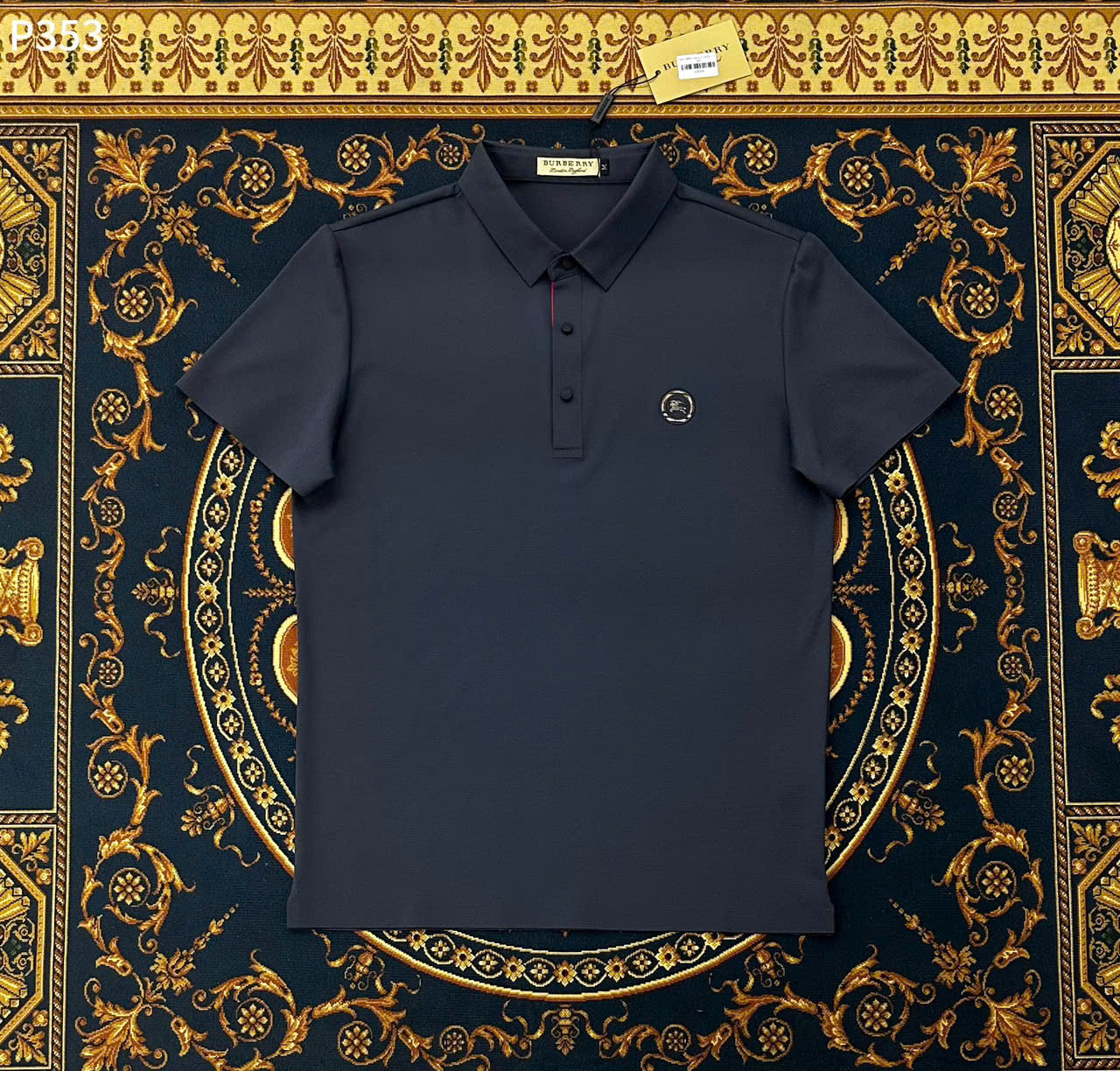 Áo polo Burberry BBR basic vải lanh logo thêu ngựa bay ngực Like Auth M-XXL LK\xanh than