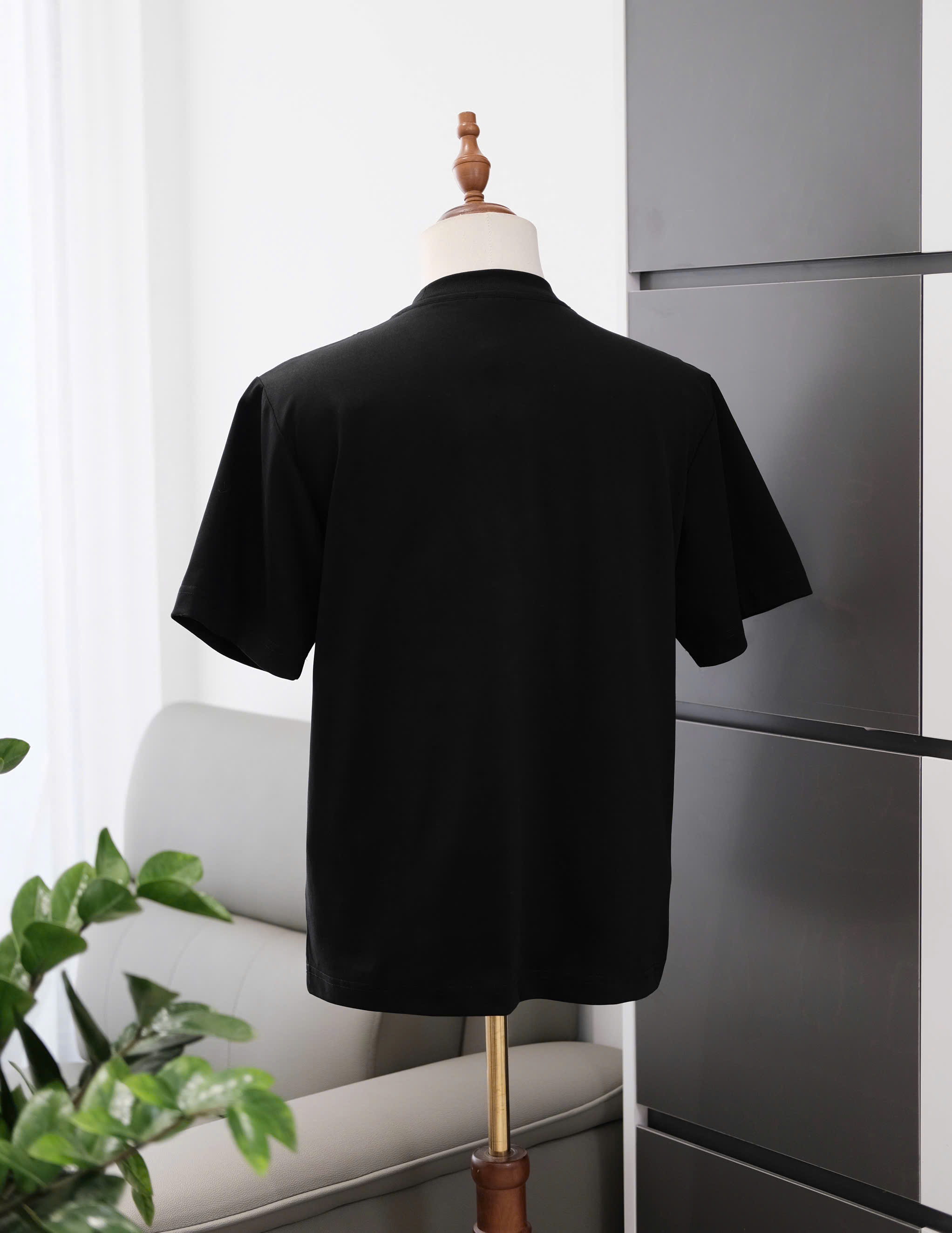 Áo phông T shirt Fendi FD logo thêu wash ngực Like Auth S-L DDT\Đen
