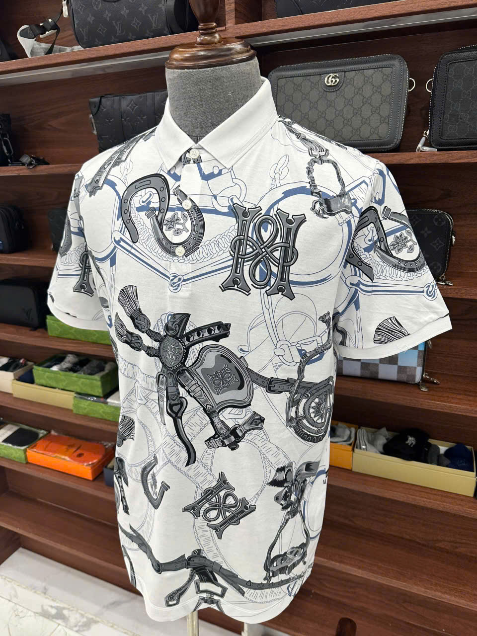 Áo phông T shirt Hermes HM họa tiết còng xích Like Auth 48-54 LK