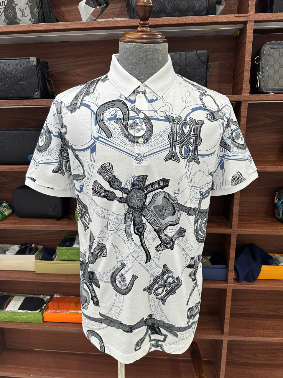 Áo phông T shirt Hermes HM họa tiết còng xích Like Auth 48-54 LK