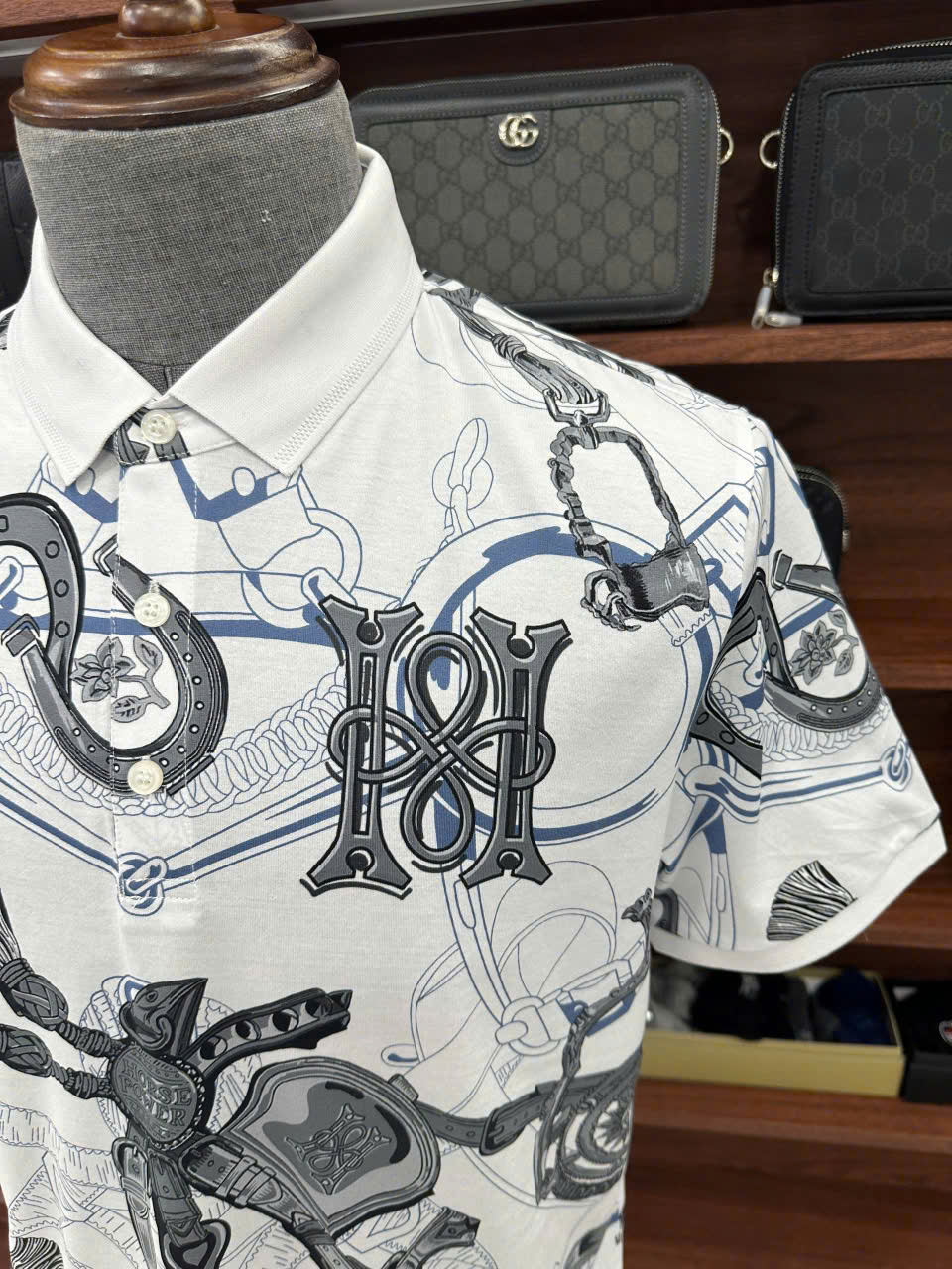 Áo phông T shirt Hermes HM họa tiết còng xích Like Auth 48-54 LK