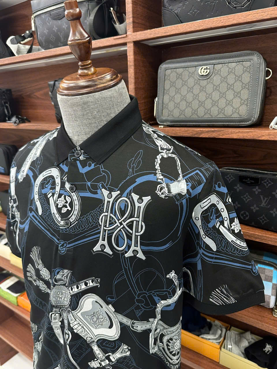 Áo phông T shirt Hermes HM họa tiết còng xích Like Auth 48-54 LK