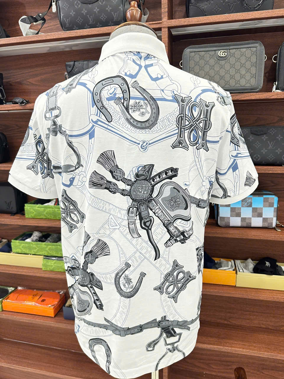 Áo phông T shirt Hermes HM họa tiết còng xích Like Auth 48-54 LK