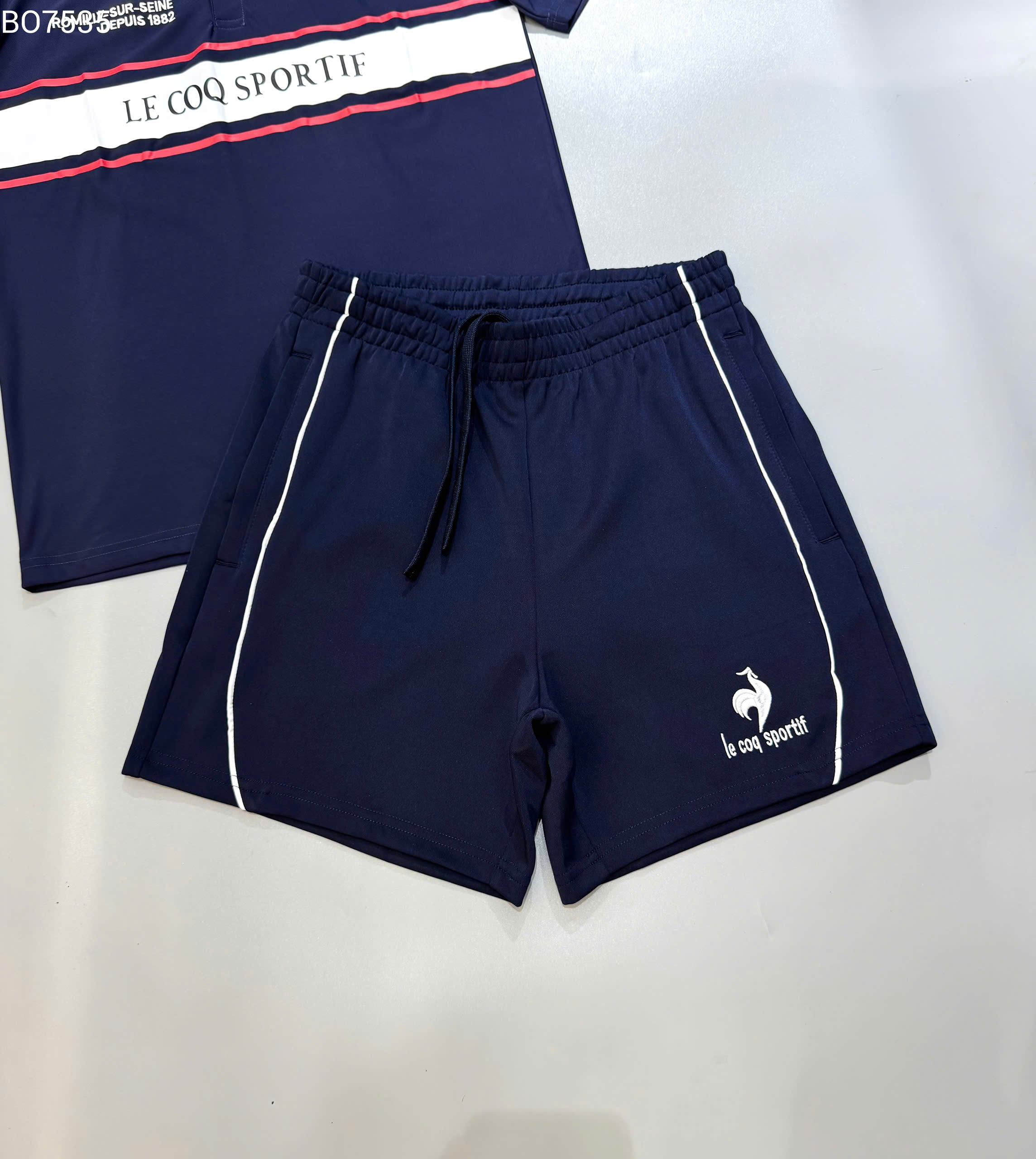 Set bộ thể thao Lecoq Sportif Xanh than kẻ ngang logo ngực Like Auth S-XL MK