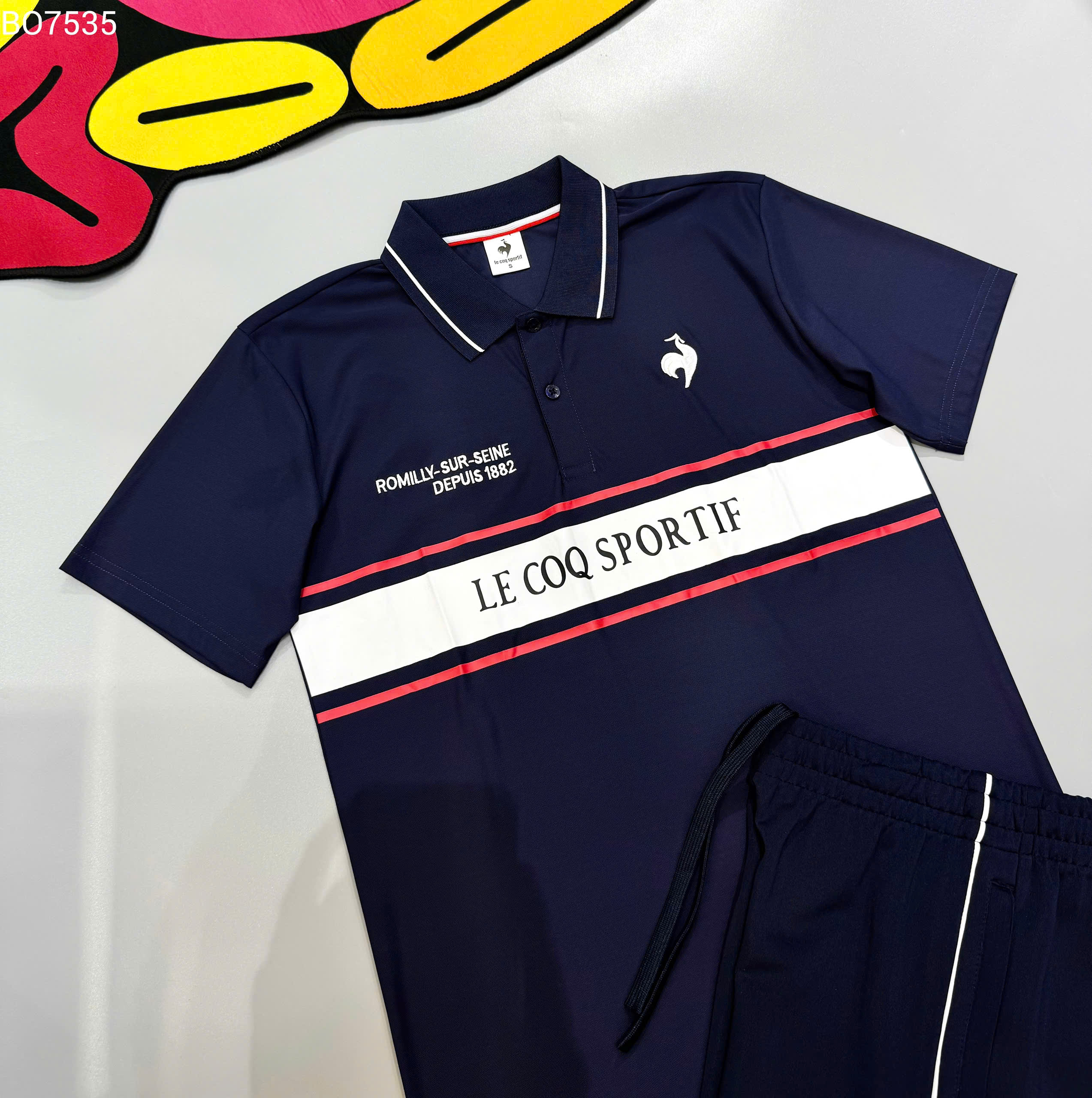 Set bộ thể thao Lecoq Sportif Xanh than kẻ ngang logo ngực Like Auth S-XL MK