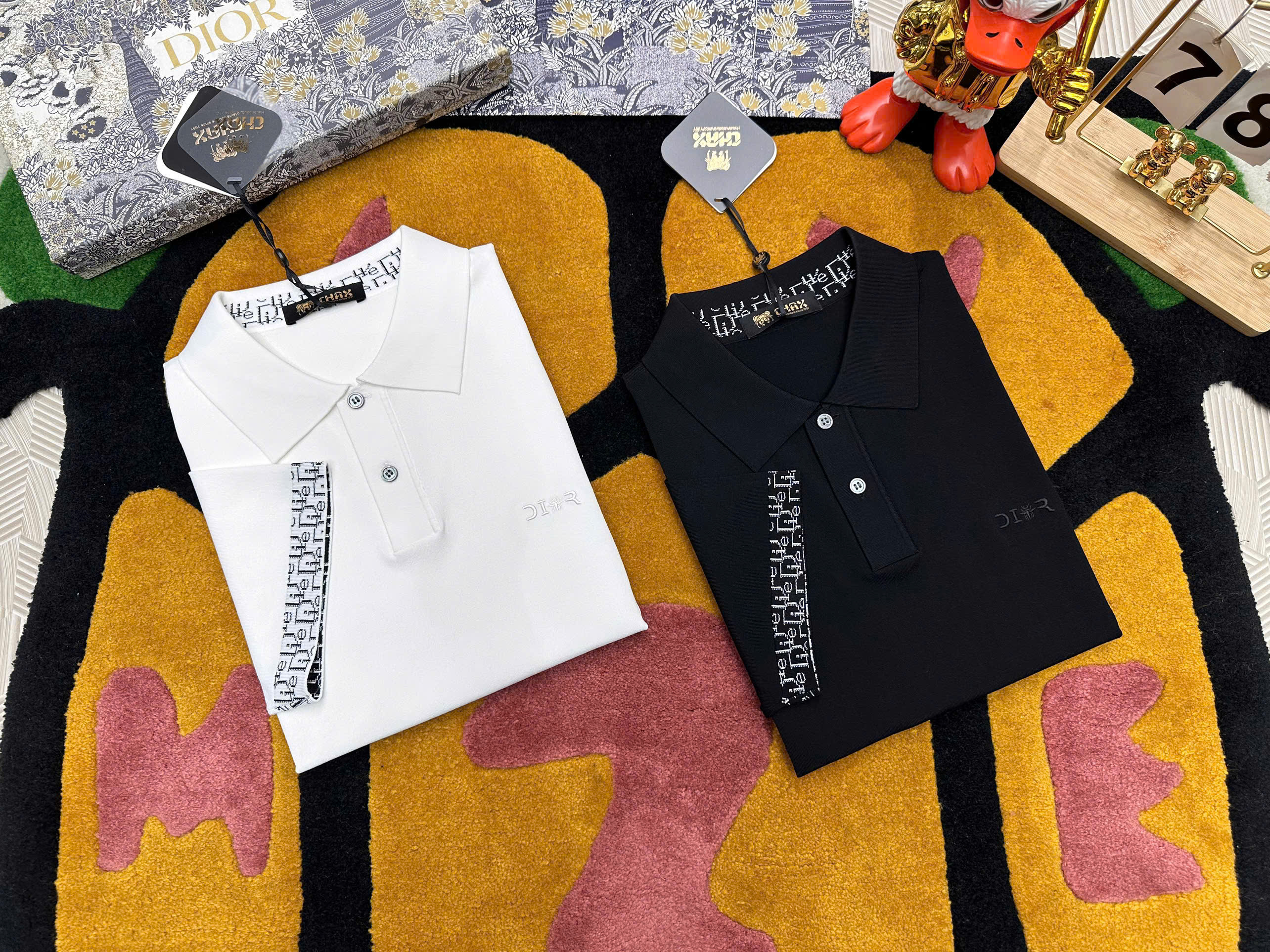 Áo polo Dior CD logo thêu ngực check viền tay cổ Like Auth 48-52 MK