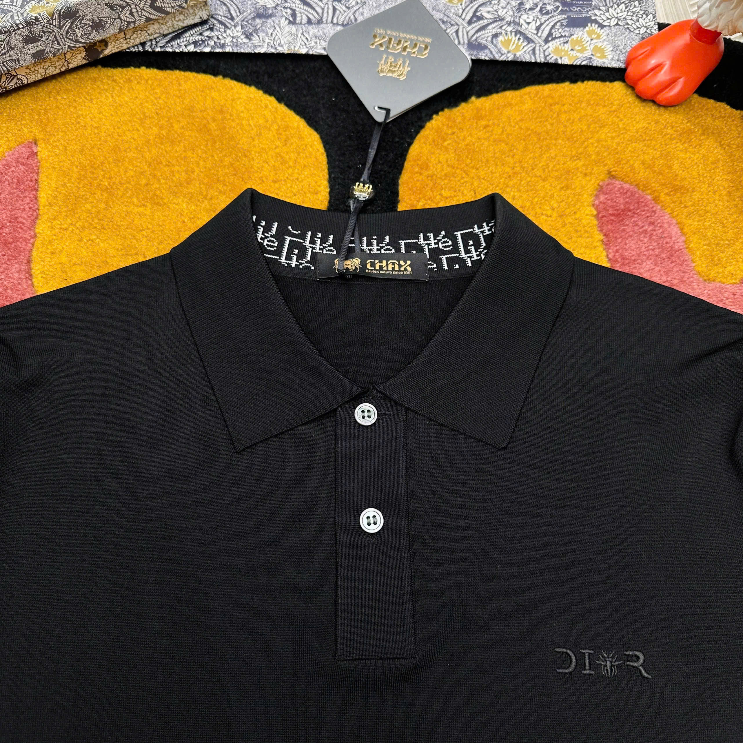 Áo polo Dior CD logo thêu ngực check viền tay cổ Like Auth 48-52 MK